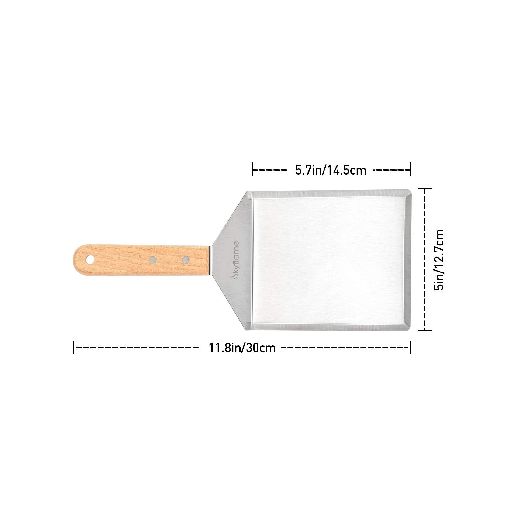 Skyflame 6x5 Inch Stainless Steel Griddle Spatula - Professional Hamburger Turner with Sharp Cutting Edge, Perfect for Pancakes, BBQ Grill, Flat Top Griddle & Kitchen Cooking Accessories | Ideal for Home Chefs & Outdoor Grilling Enthusiasts