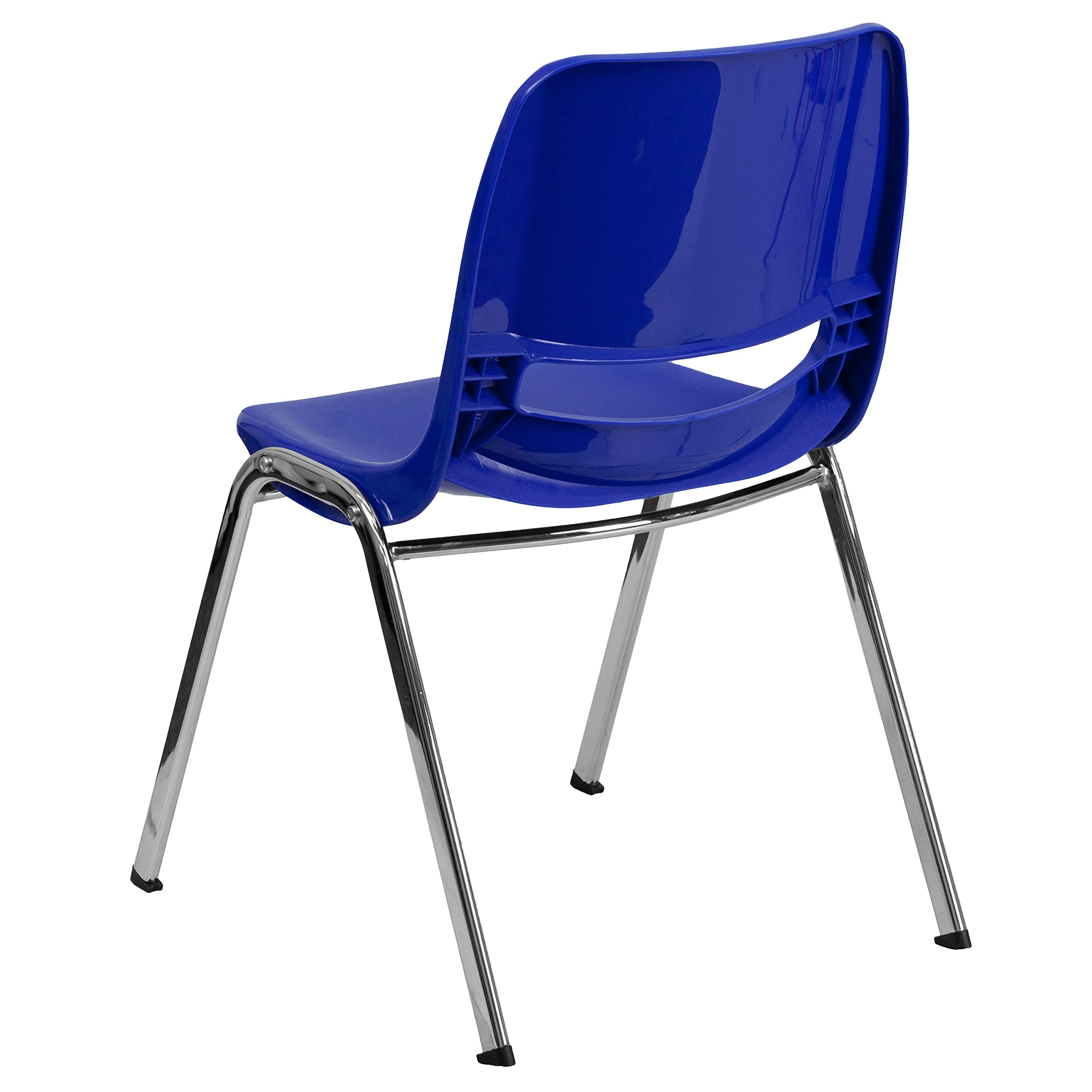 EMMA + OLIVER Navy Blue Ergonomic Stackable Chair with Chrome Frame & 16