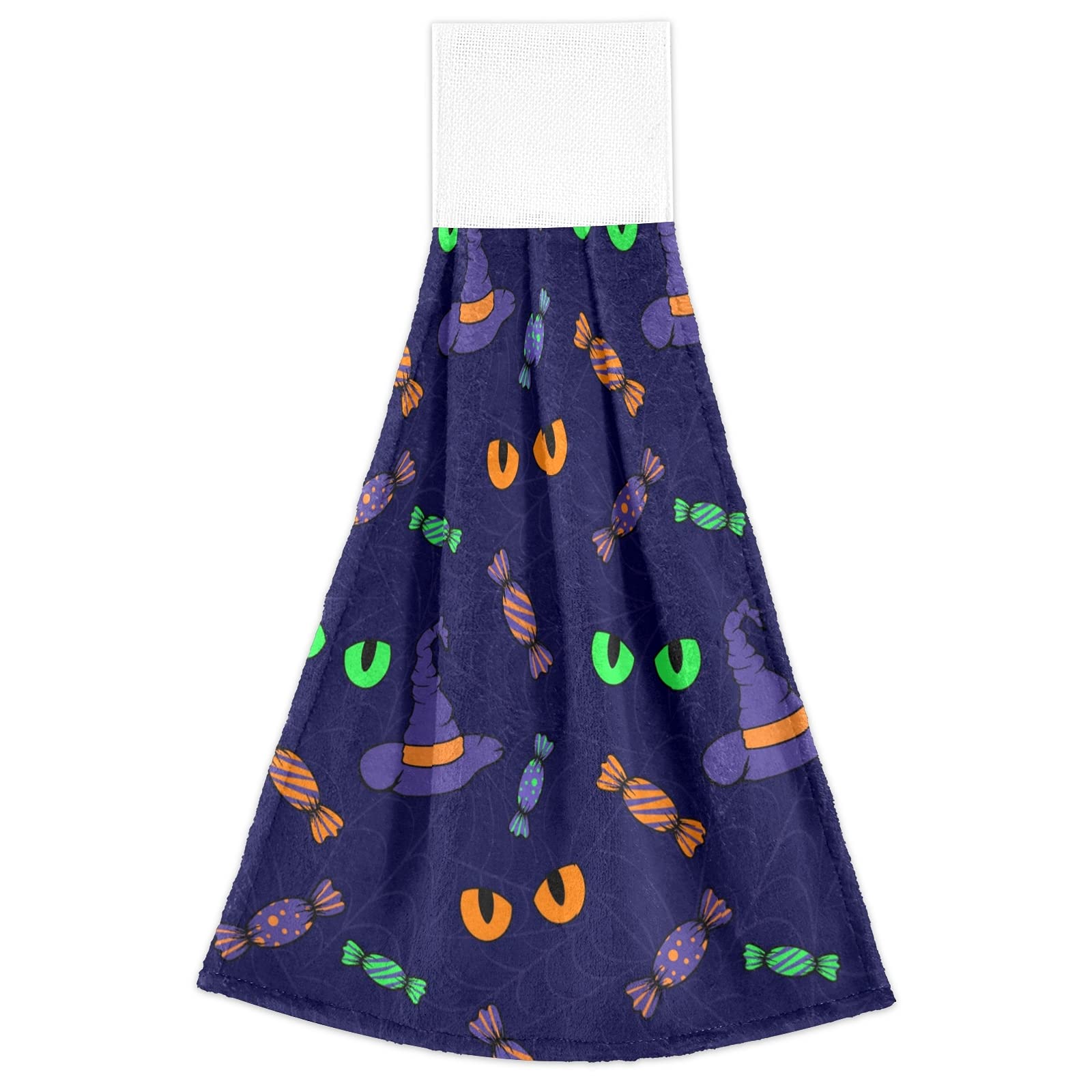 Halloween Cat Print Kitchen Hand Towels - 2 Pack Fast Drying, Absorbent & Soft Hanging Towels for Kitchen, Bathroom & Party Decor - Perfect for Halloween, Thanksgiving & Christmas Home Decor