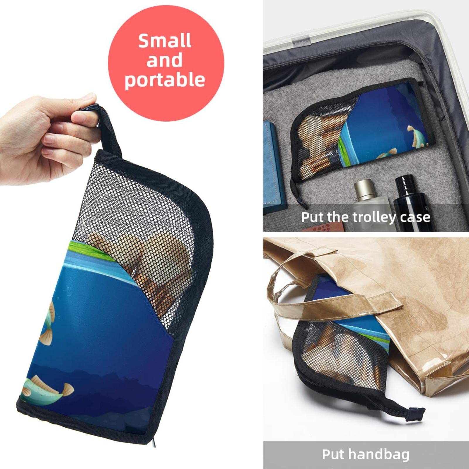 12-Piece Makeup Brush Organizer Bag with Waterproof Fish Lotus Leaf Design - Portable Cosmetic Brush Holder Case for Travel & Home Storage
