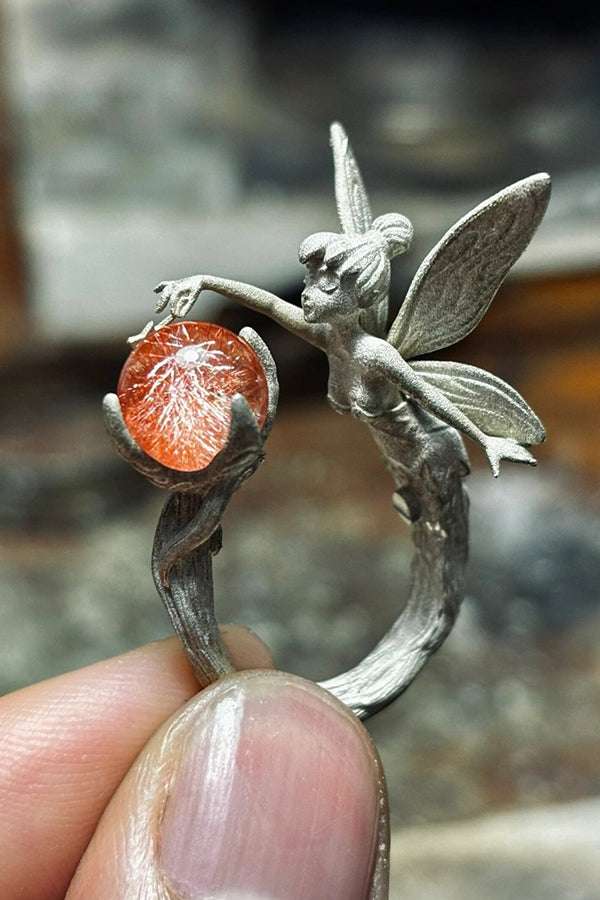 Vintage Elf Angel Adjustable Open Ring for Women - Boho Fairy Jewelry Gift for Christmas, Party & Cosplay - Perfect for Fantasy Lovers & Gift Giving