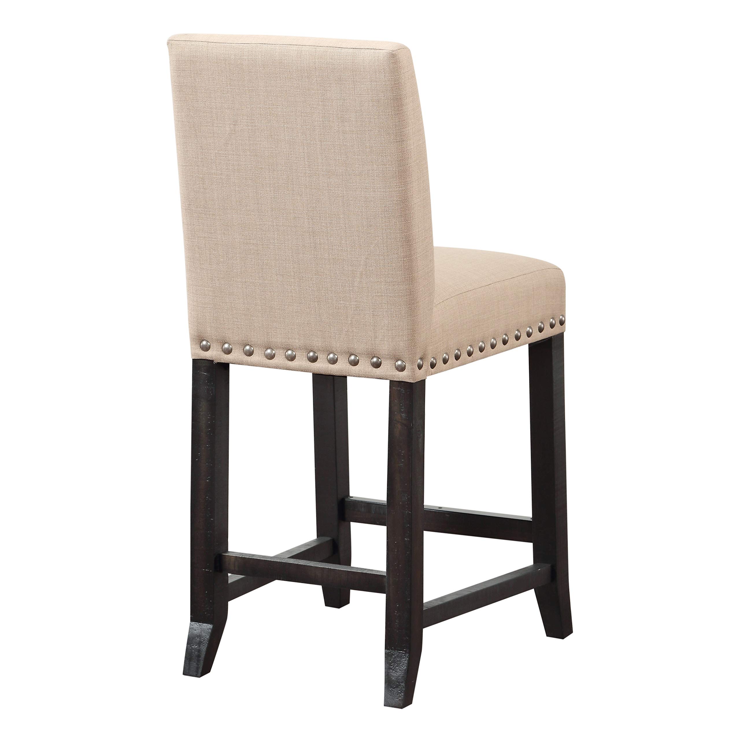 Modus Furniture Yosemite Upholstered Kitchen Counter Stool Set of 2 - Cafe Brown Bar Stools with Back Support for Breakfast Nook, Kitchen Island & Dining Room Decor