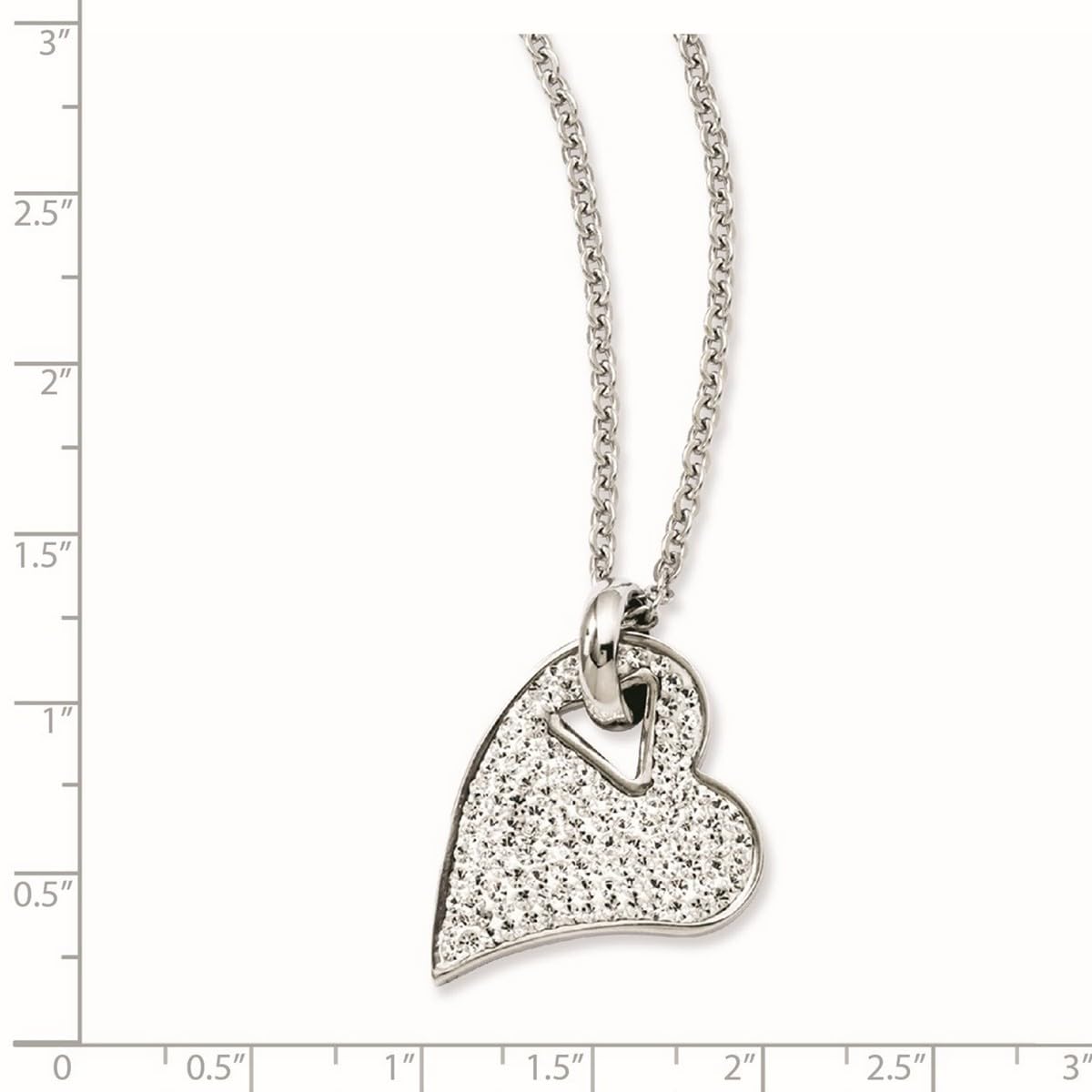 Stainless Steel Heart Pendant Necklace for Women - 20 Inch Polished Chain with Lobster Clasp & Clear Crystal Love Heart Charm, 25mm Wide - Perfect for Valentine's Day, Anniversary, Wedding & Romantic Gifts