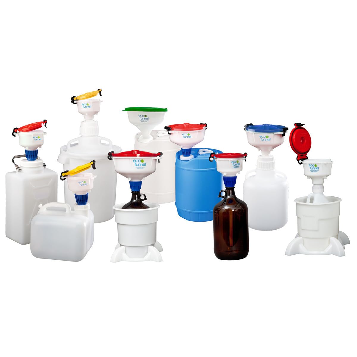 8 Inch ECO Funnel for Justrite Poly Disposal Cans with Blue Lid - Durable Chemical Spill Containment for Labs, Garages & Industrial Safety