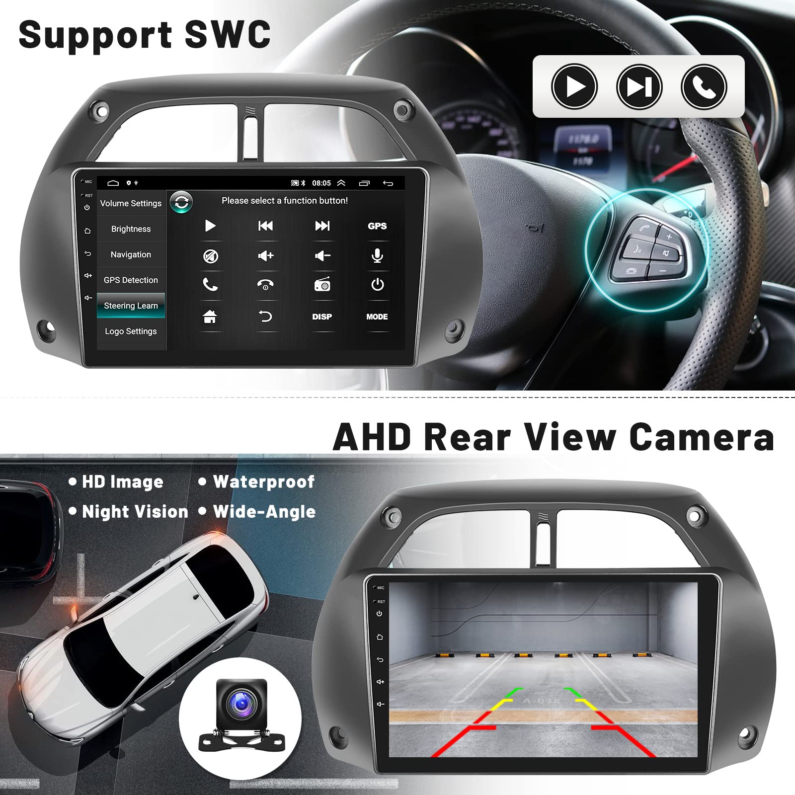 Roinvou 9 Inch Android 13 Car Stereo for Toyota RAV4 2000-2003 | 2GB RAM 64GB ROM | Wireless CarPlay & Android Auto | Bluetooth GPS WiFi | HD Touchscreen with AHD Backup Camera | Perfect for Commuting & Road Trips