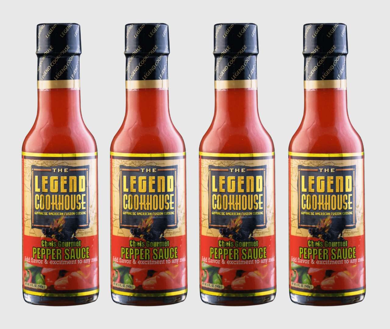 Legend Cookhouse Chefs Gourmet 4 Pack Hot Pepper Sauce - Spicy Chili Sauce Variety Set for Cooking, Grilling & Tacos - Perfect for BBQ, Wings & Mexican Food