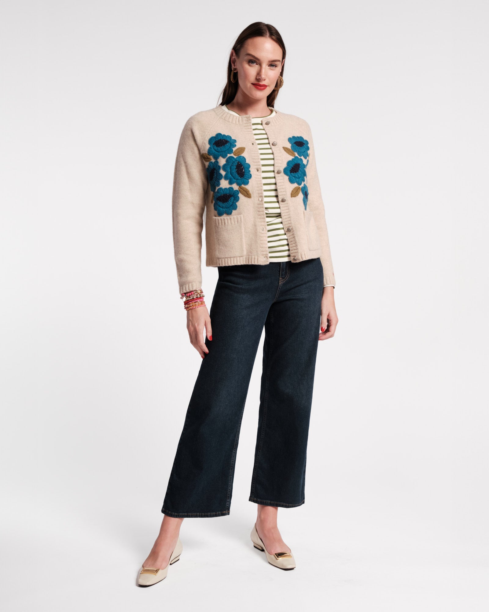 Blue Bouquet Flower Cardigan for Women - Elegant Knit Sweater for Spring & Fall | Perfect for Weddings, Dates, and Casual Outfits