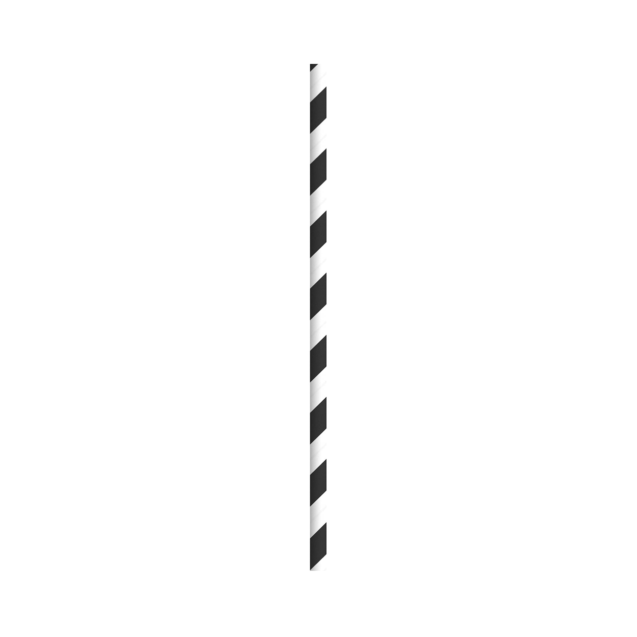 Eco-Friendly Black & White Striped Paper Straws - Biodegradable Disposable Drinking Straws for Parties, Events, Crafts (0.23