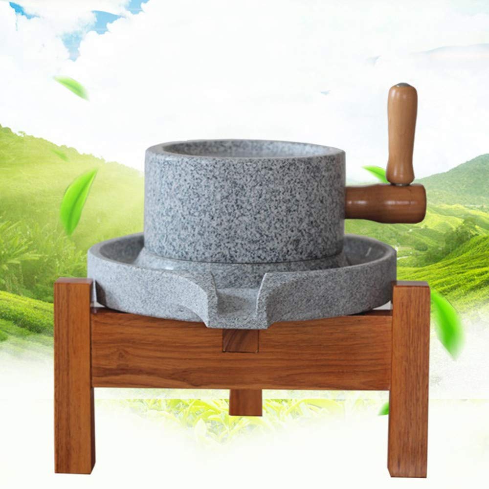 Premium Natural Granite Manual Grain Mill - Hand Crank Stone Grinder for Wheat, Rice & Spices (9.84x15.7in) - Perfect for Home Baking, Organic Flour Making & Traditional Cooking
