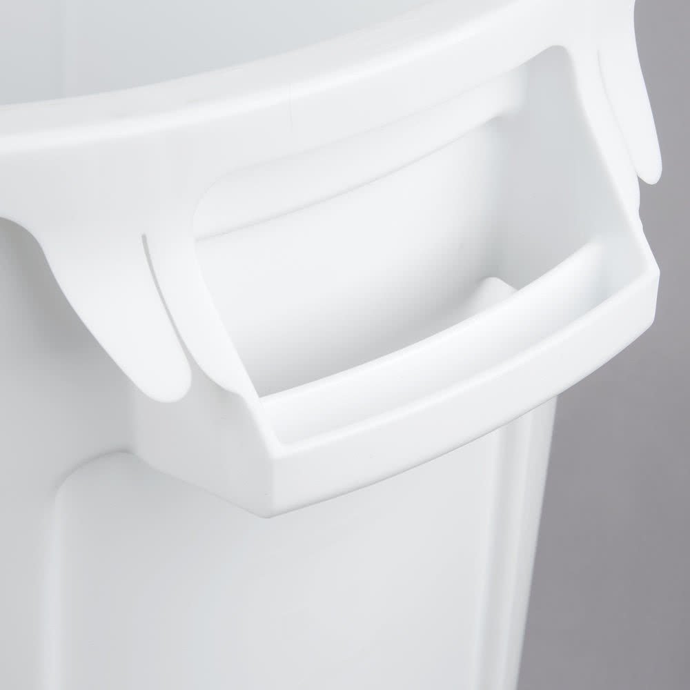 Rubbermaid Brute 10 Gallon Round Trash Can with Lid - Heavy Duty White Plastic Garbage Bin for Kitchen, Office, or Outdoor Use - Durable & Leak Proof Waste Container