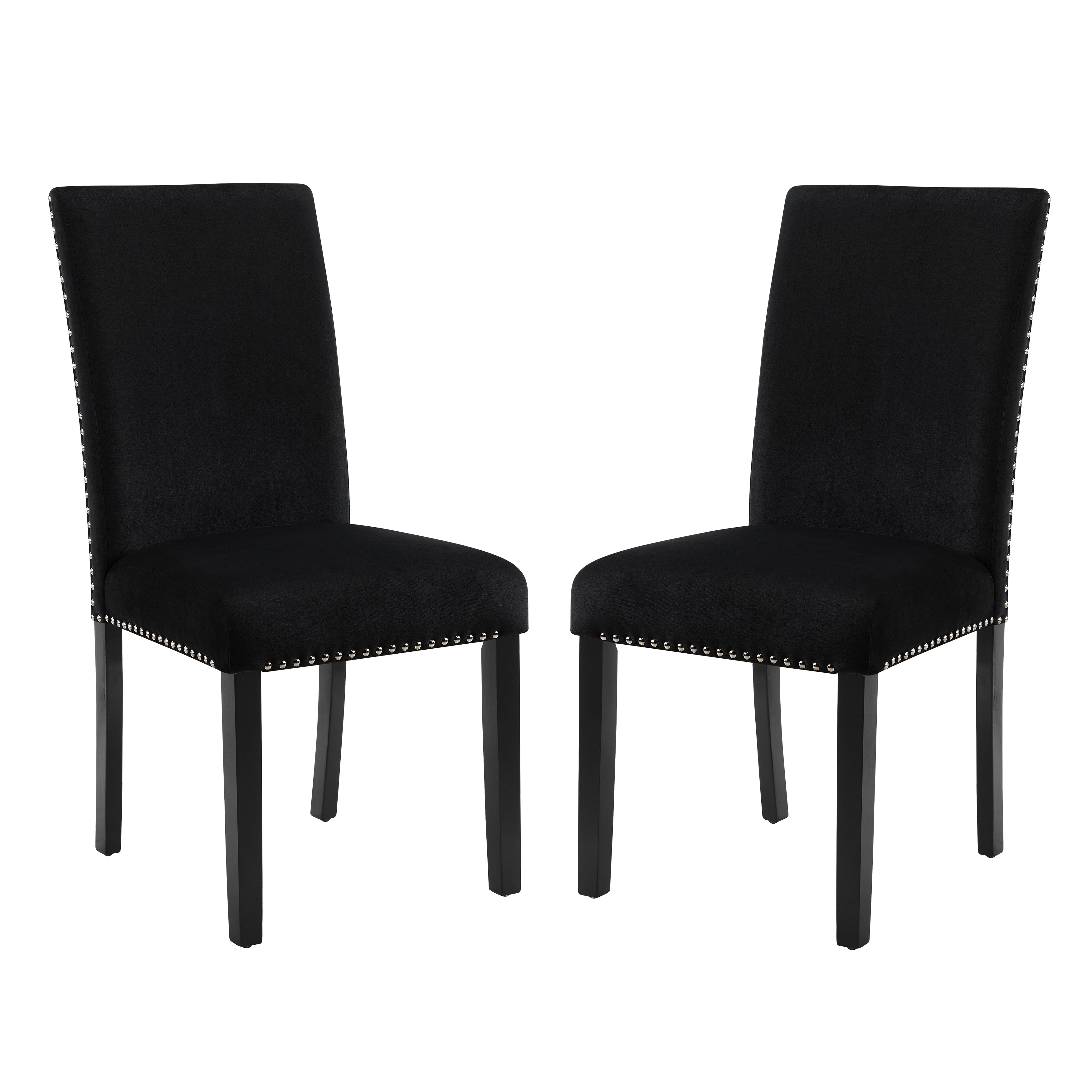 Roundhill Furniture Cobre Contemporary Velvet Dining Chairs with Nailhead Trim, Set of 2 - Modern Upholstered Side Chairs for Dining Room, Kitchen, or Home Office