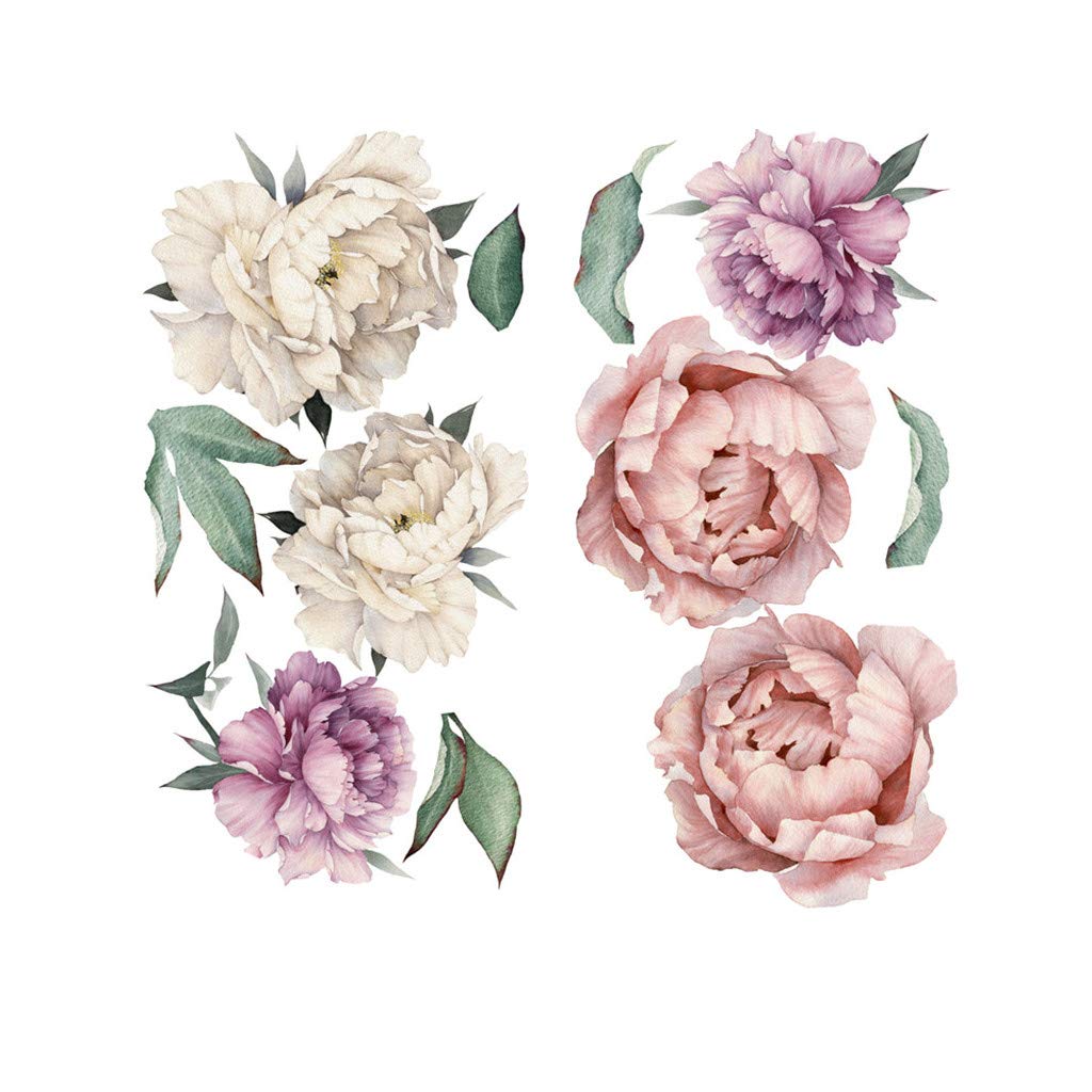 3D Self-Adhesive Peony Flower Wall Stickers - PVC Mural Decal for Home Decor, DIY Wall Art, Multicolor #2 (One Size) - Perfect for Living Room, Bedroom, Nursery & Office Decoration