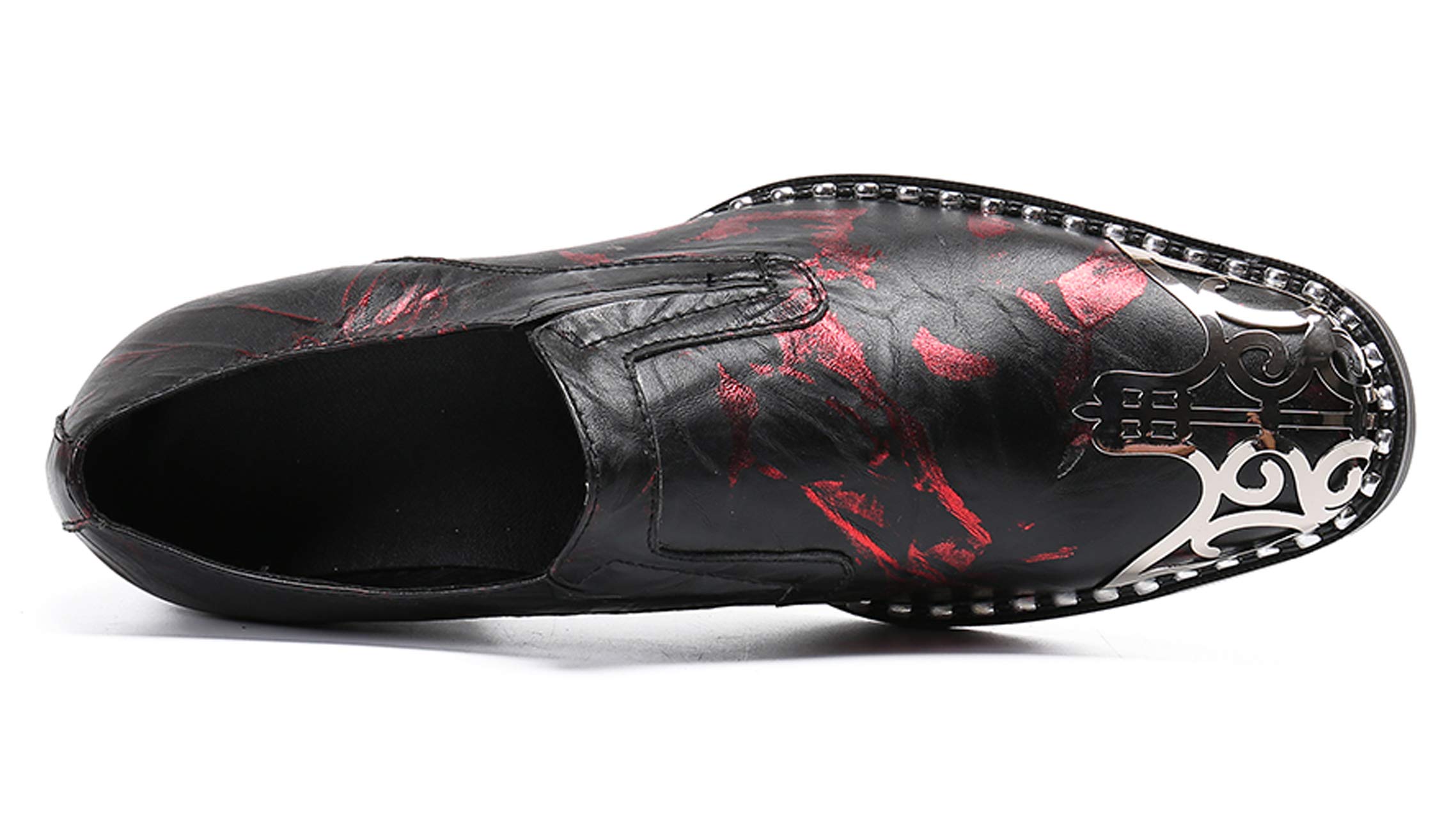 Santimon Men's Loafers - Round Toe Patent Leather Dress Shoes with Metal Tip for Western Style | Comfortable Slip-On Shoes for Business, Casual & Wedding Occasions