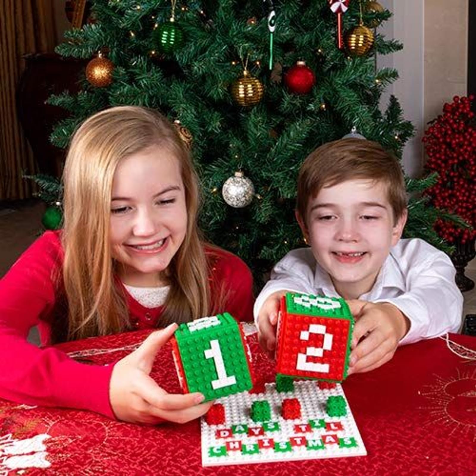 Strictly Briks 24-Day Advent Calendar Set - 713 Pieces, LEGO Compatible Building Blocks with Baseplates, 1x1 Pixels & 3D Briks | STEM Educational Toy for Kids | Perfect for Christmas Countdown, Holiday Decor & Creative Play