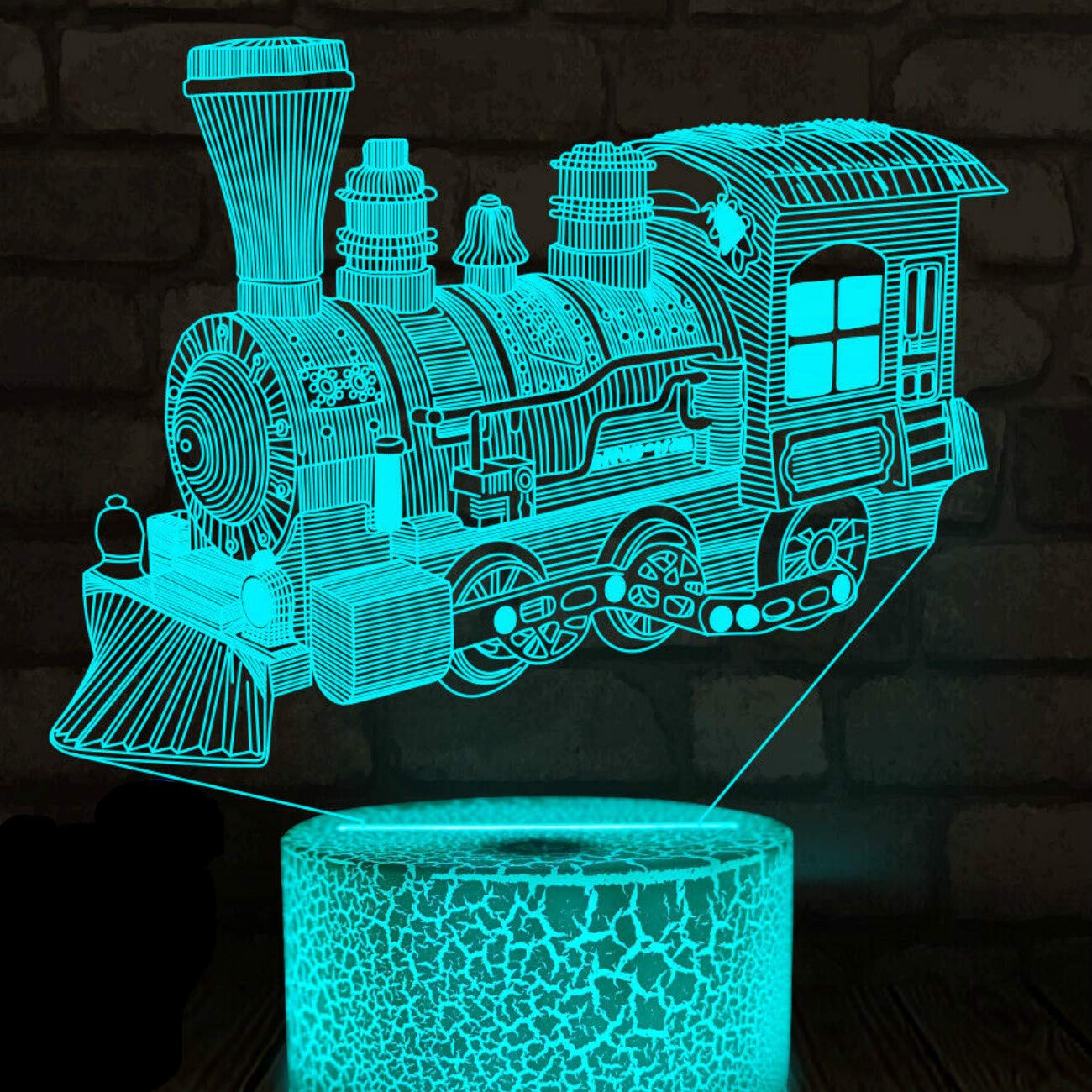 3D Train Car Night Light LED Touch Switch Table Lamp - 7 Color Changing Optical Illusion Desk Decor for Kids Room, Christmas, Birthday Gift (Home Decor, Children's Toy) | Perfect for Bedside, Nursery, Study Desk & Holiday Decorations