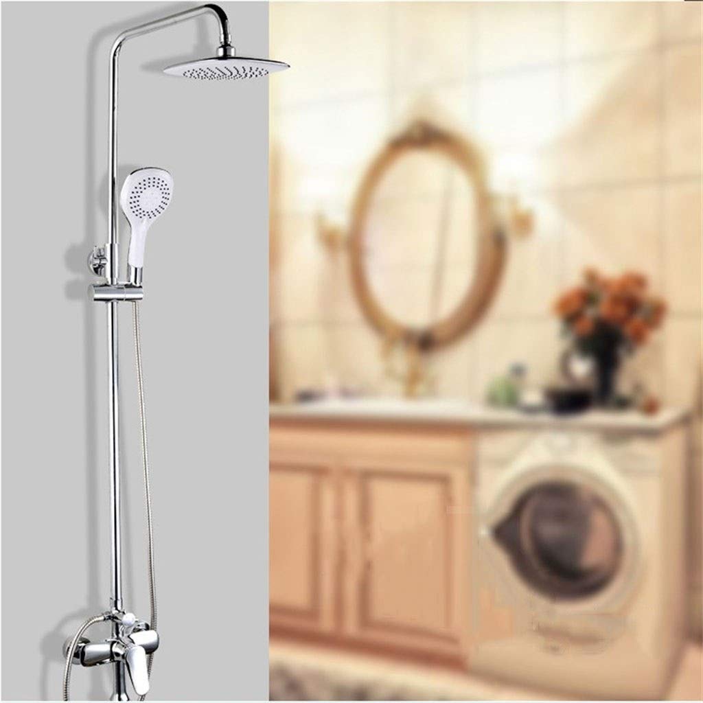 Premium Copper Shower System with Ceramic Pillar & Rain Shower Head - Hotel & Household Bathroom Upgrade in White/Chrome - Perfect for Luxury Spa Experience & Modern Home Renovation