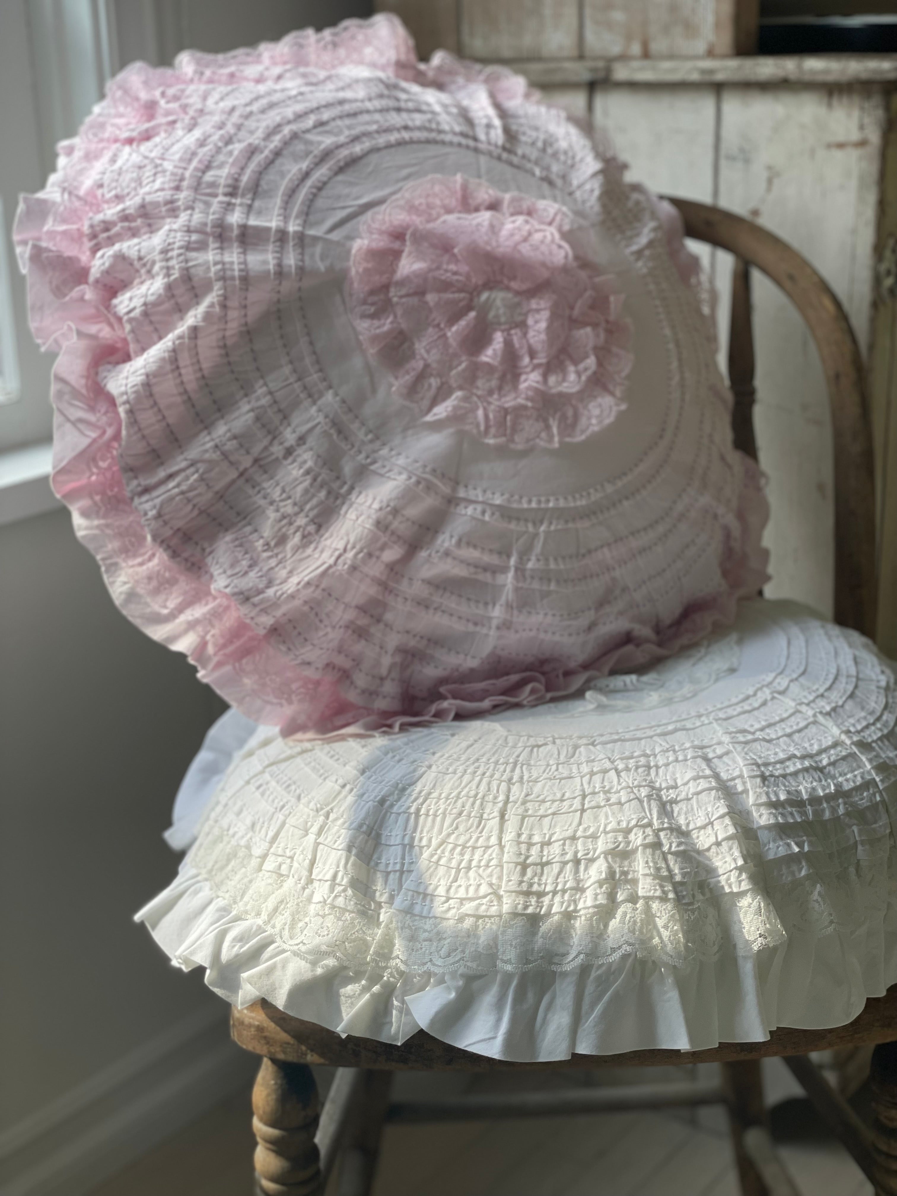 Round Cotton Petticoat Pillow - Soft & Comfortable White Decorative Cushion for Sofa, Bed, or Nursery - Perfect for Home Decor and Relaxation