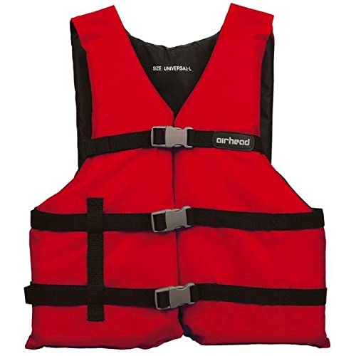 Airhead Youth Nylon Open Side Life Jacket - Red PFD for Kids Boating, Swimming & Water Sports Safety