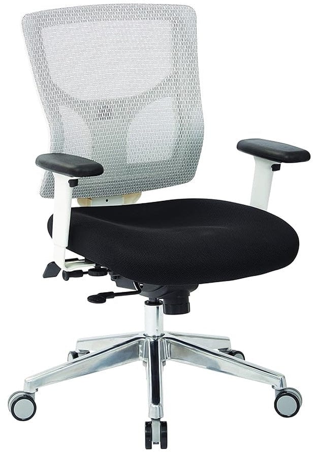 Office Star Pro Line II ProGrid White Mesh Mid Back Chair - Ergonomic Office Chair for Home & Work, Adjustable Height & Lumbar Support - Perfect for Desk, Computer, Gaming & Study