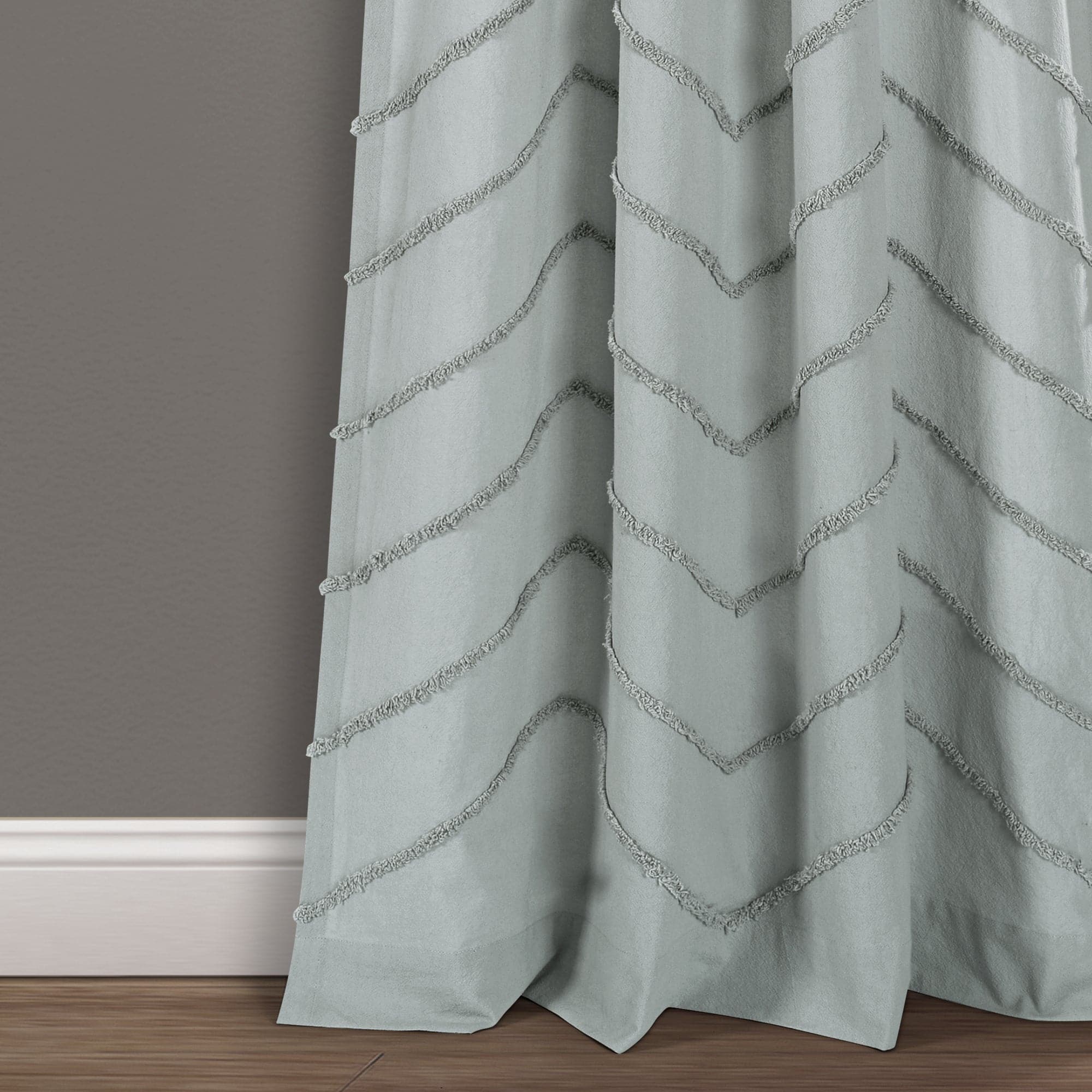 Soft Chenille Chevron Window Curtain Panel Set - Blackout Thermal Insulated Drapes for Living Room & Bedroom