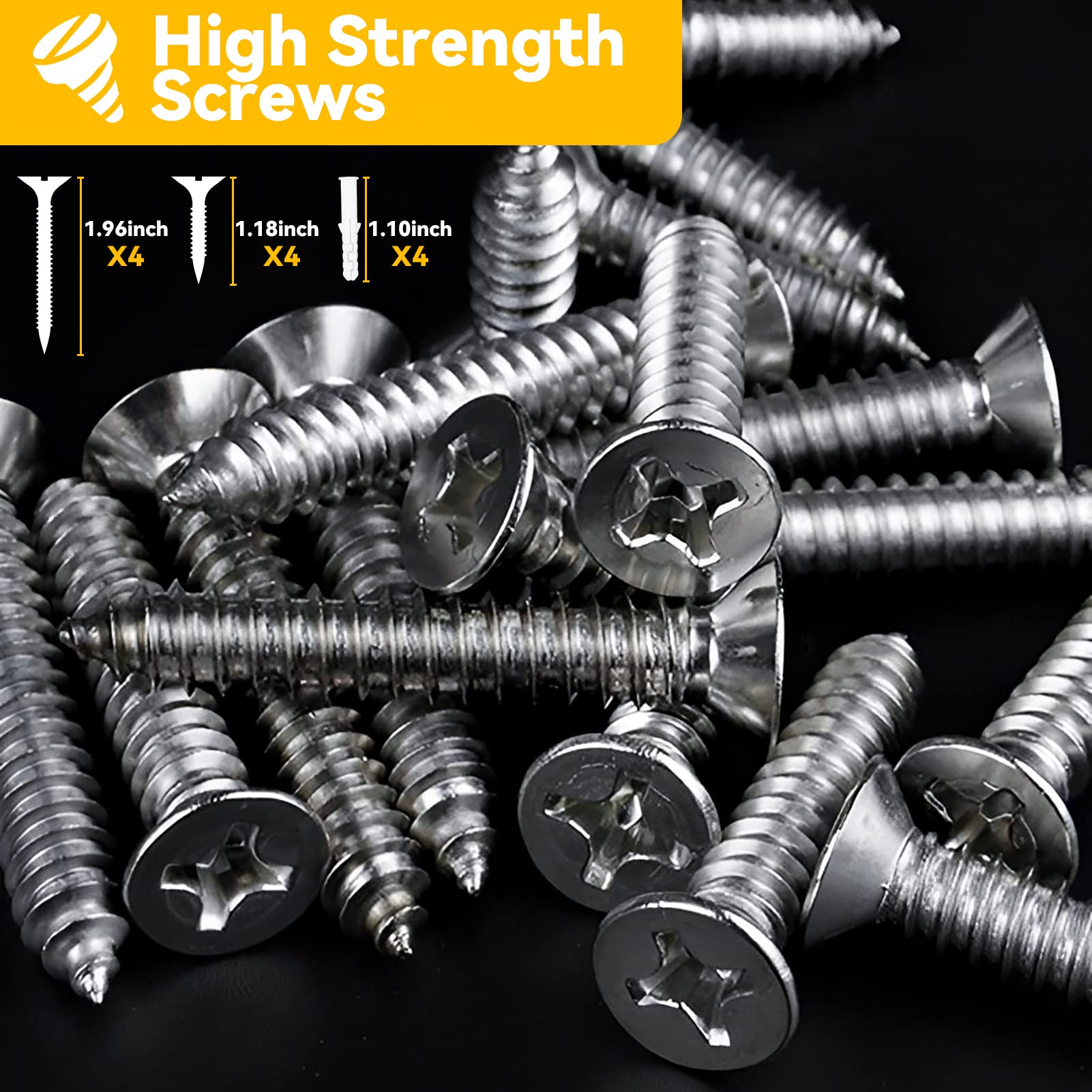 4 Pack Heavy Duty Home Security Door Lock - 800 lbs Force Resistance for Inward Swinging Doors, Anti-Break-In Reinforcement Lock with 8 Screws | Extra Protection for Apartments, Rental Homes & Privacy Security (Ideal for Front Doors, Bedrooms & Home Offices)