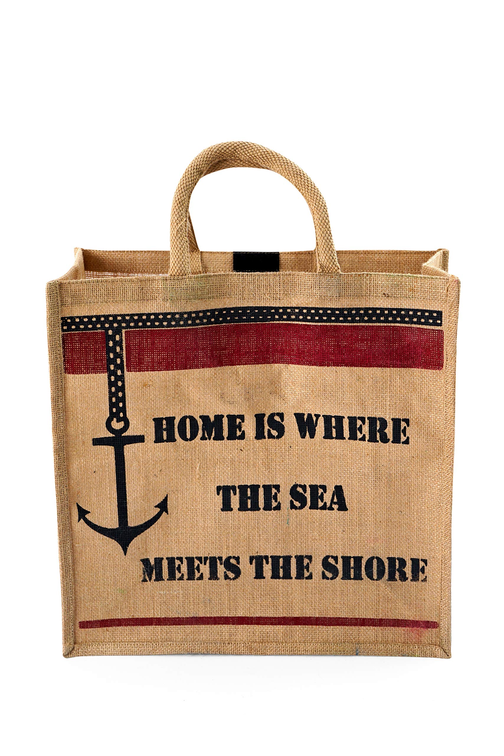 Eco-Friendly Jute Burlap Tote Bags (Pack of 2) - Natural Cotton Handle Reusable Shopping Bags with Laminated Lining - Perfect for Groceries, Beach Trips & Farmers Market