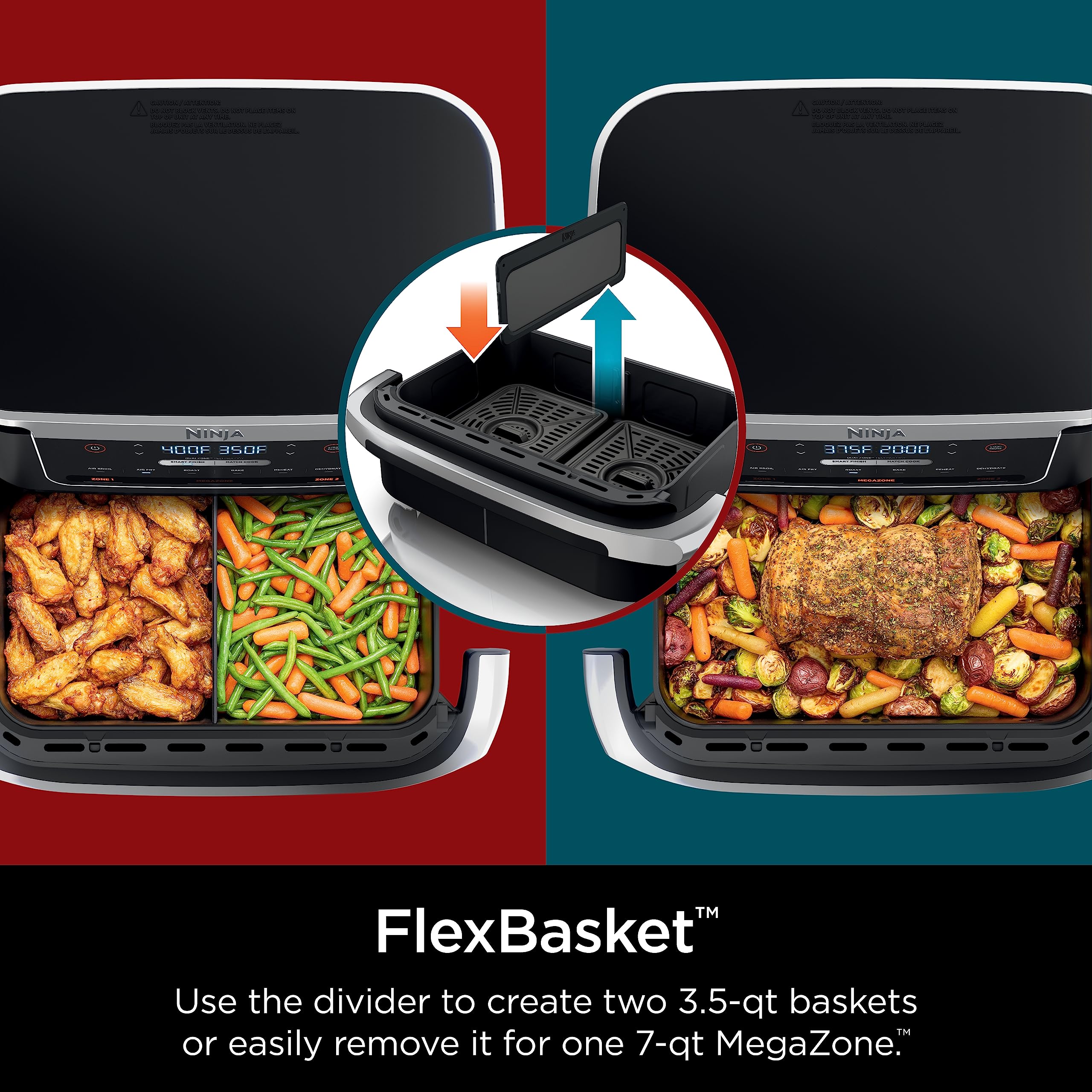 Ninja DZ071 Foodi 6-in-1 DualZone Air Fryer - 7QT Large Capacity, Smart Finish Technology - Air Fry, Bake, Roast - Perfect for Family Dinners, Meal Prep & Healthy Cooking (Renewed, Black)