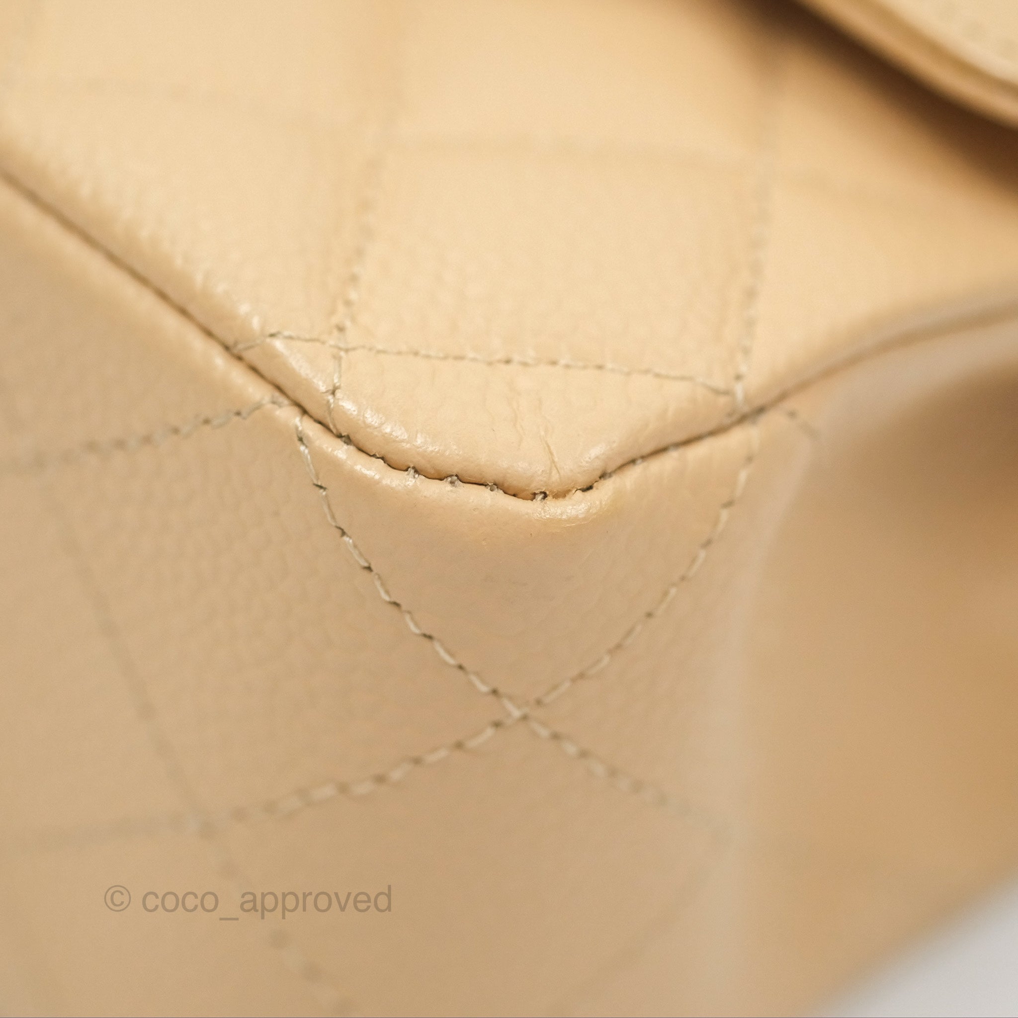 Chanel Classic Medium Double Flap Bag Quilted Beige Caviar Leather with Gold Hardware - Luxury Designer Handbag for Women, Perfect for Work, Parties & Special Occasions