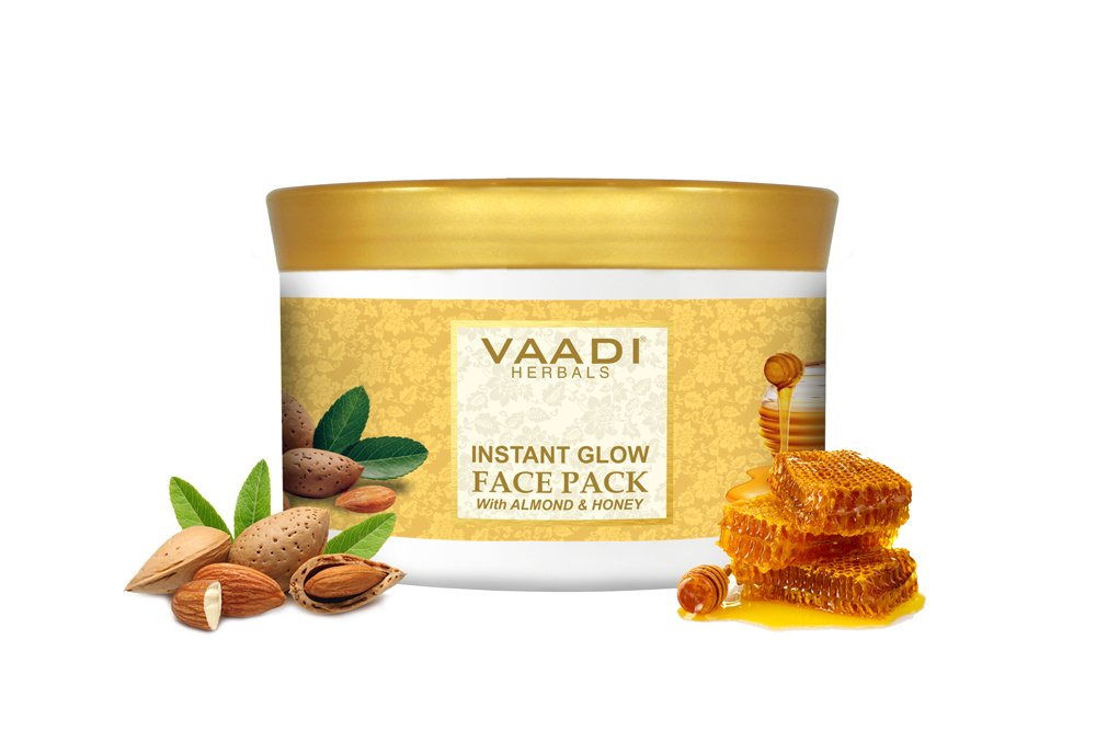 Vaadi Herbals Almond & Honey Instant Glow Face Pack - 600g Natural Skincare for Radiant Skin | Perfect for Daily Use & Spa Treatments