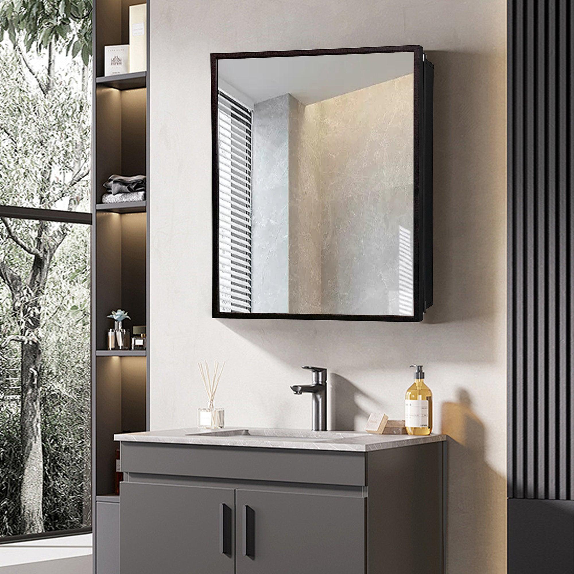 20 x 26 Inch Medicine Cabinet Mirror - Wall Mount or Recessed Bathroom Storage with Adjustable Shelves - Perfect for Bathroom, Living Room & Bedroom Organization