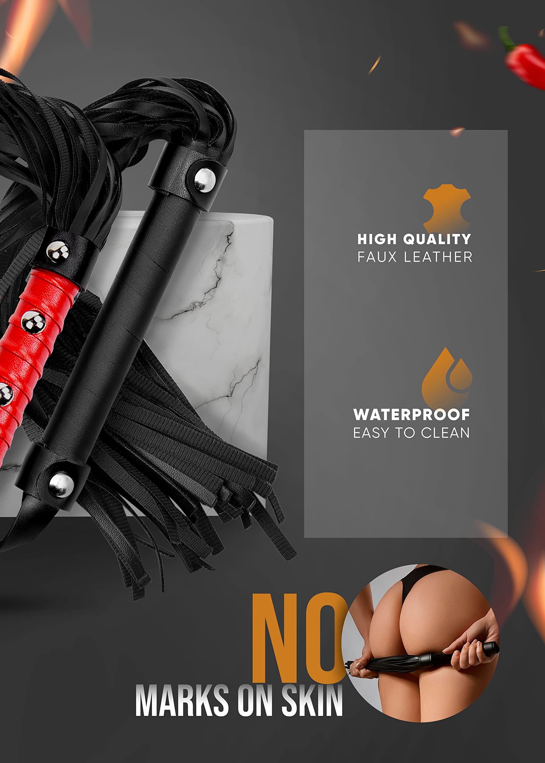 BDSM Flogger & Spanking Paddle Set - Premium Leather Sex Whips for Couples - Adult Bondage Toys for Sensual Play & Spanking - Perfect for Bedroom Roleplay & BDSM Exploration