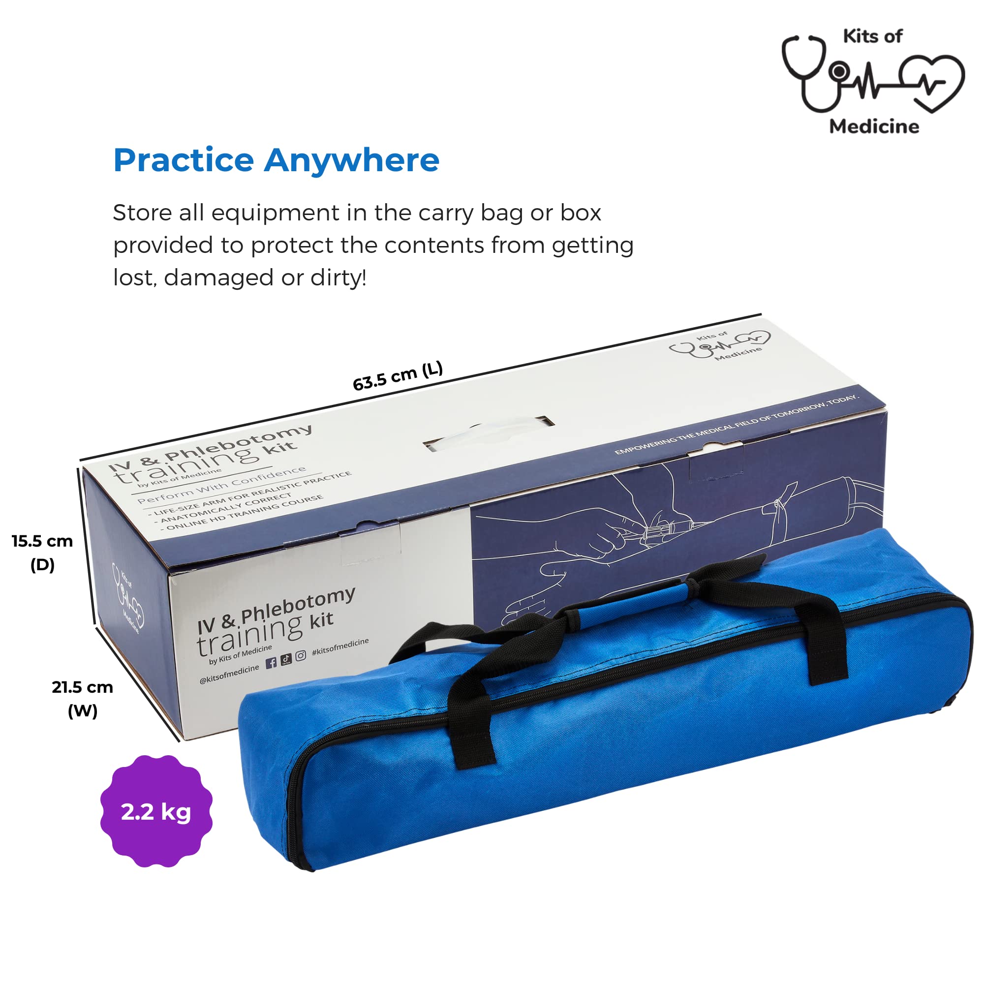 Phlebotomy Practice Kit with IV & Venipuncture Training Arm - Complete Medical Student & Nurse Training Supplies | Perfect Gift for Healthcare Students | Ideal for Classroom, Lab & Home Practice