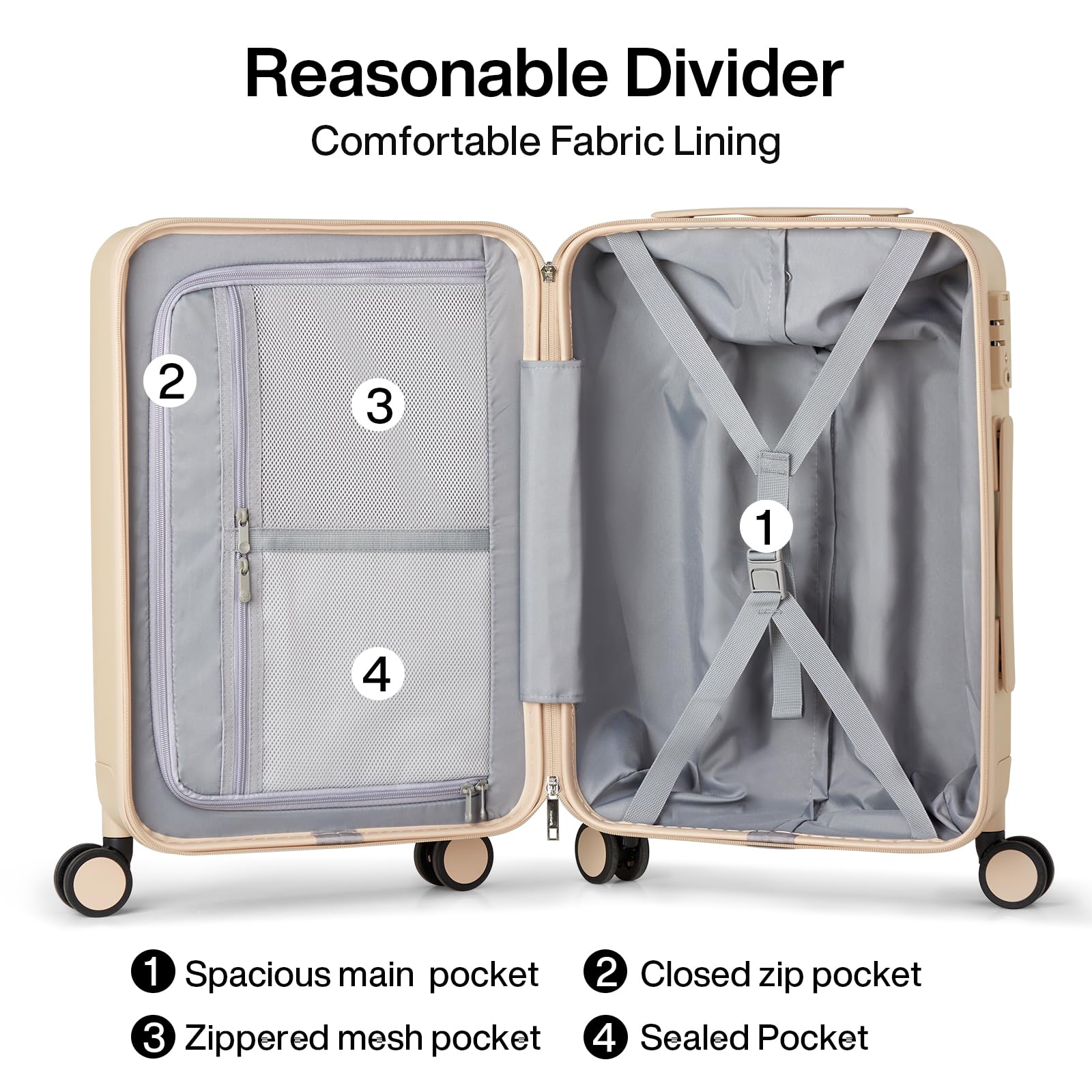 Hanke 2-Piece Hard Shell Luggage Set with Spinner Wheels - 20 & 26 Inch TSA Approved Checked Suitcases (Cuba Sand) | Perfect for International Travel, Business Trips & Family Vacations