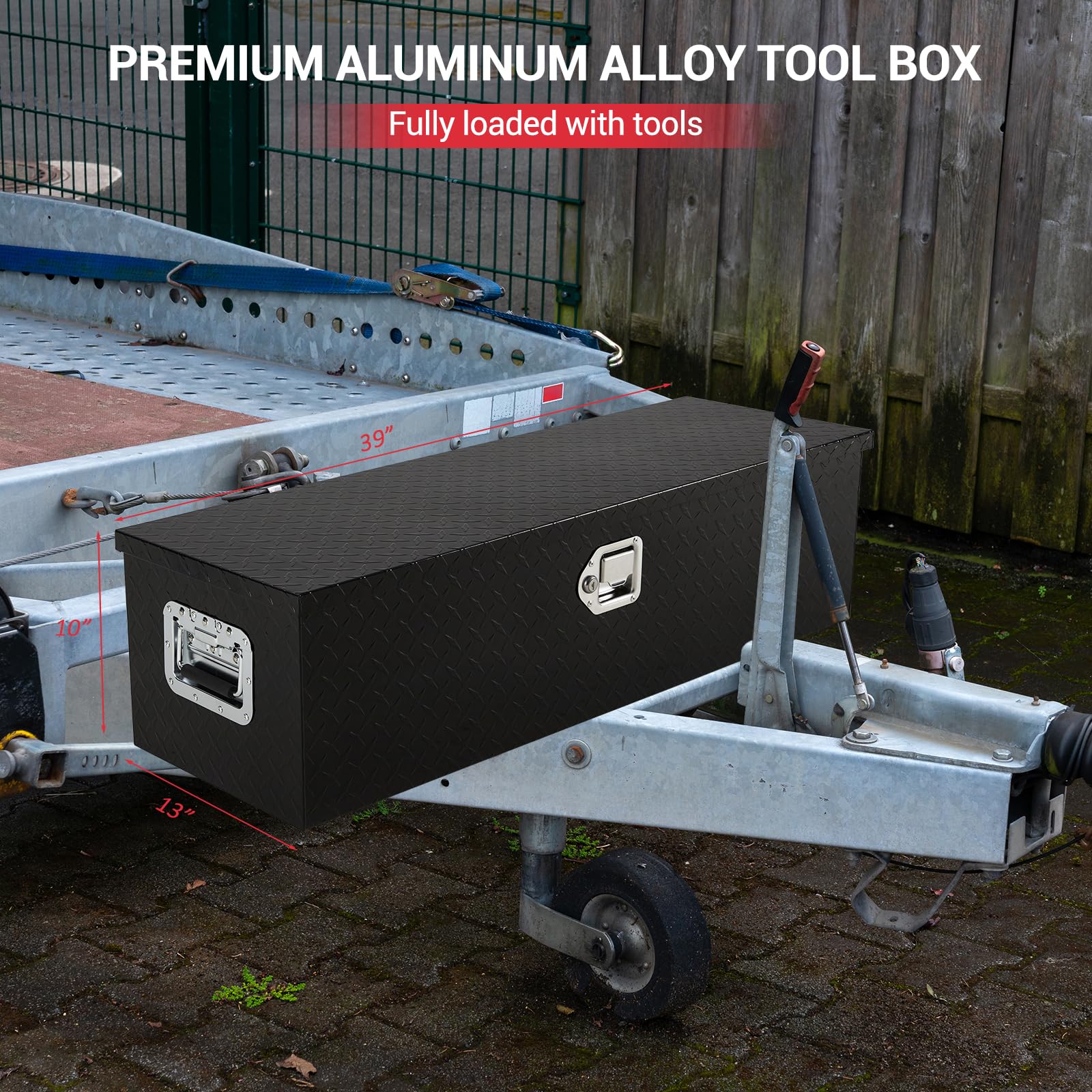 GARVEE 39 Inch Aluminum Truck Tool Box with Security Lock | Heavy Duty Waterproof Storage Chest | Pickup Truck & RV Bed Organizer | Perfect for Camping, Construction & Work Site Tool Storage