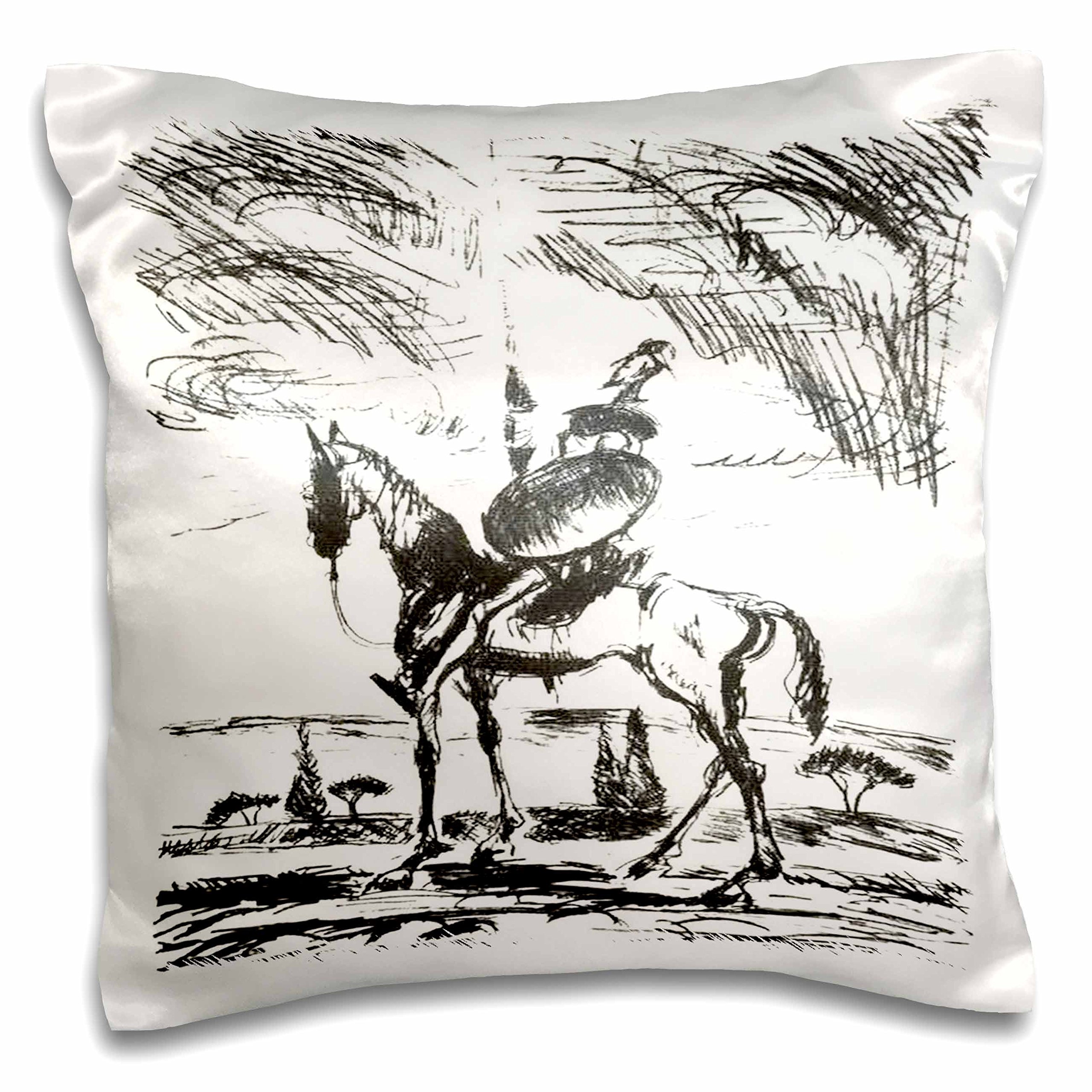 3D Printed Don Quixote Novel Inspired Pillow Case - 16x16 Inch Spanish Literature Fiction Character Home Decor for Living Room, Bedroom & Reading Nook