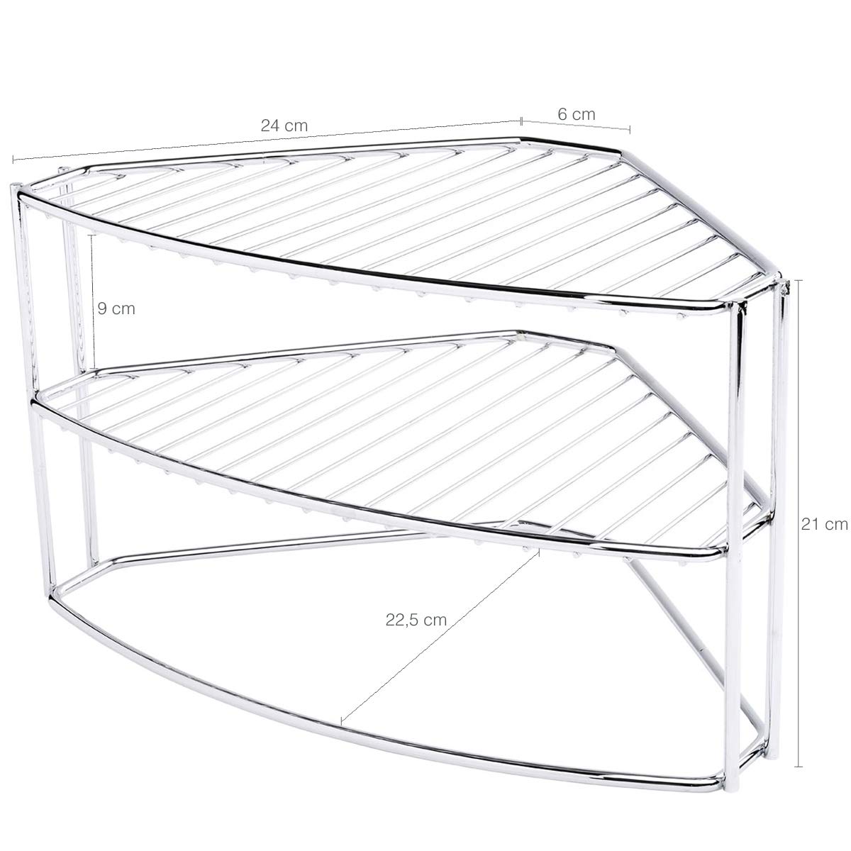 3-Tier Chrome Corner Organizer - Space Saving Shelf for Bathroom, Kitchen & Office Storage | Perfect for Small Spaces & Clutter Control