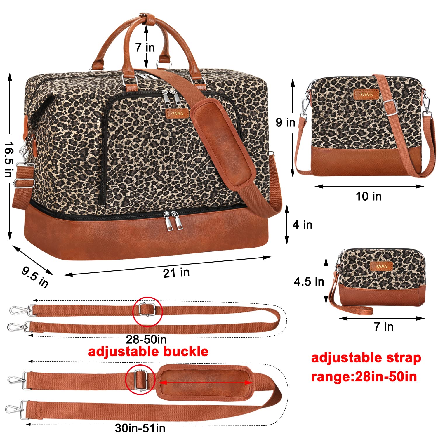 Stylish Women's Travel Weekender Bag with Shoe Compartment - Large 21