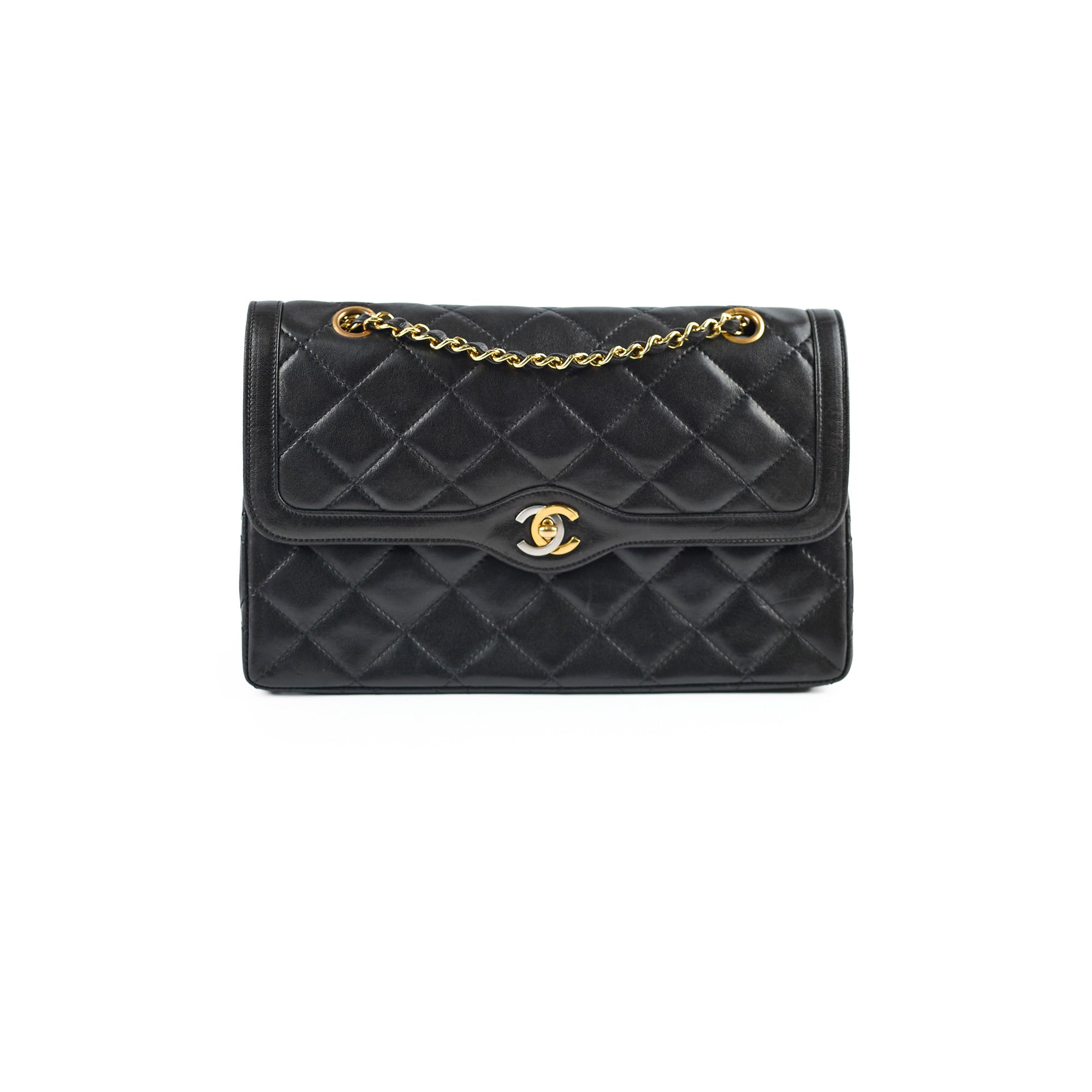 Chanel Paris Lined Double Flap Black Leather Handbag - Luxury Designer Shoulder Bag for Women | Perfect for Evening Events, Parties & Special Occasions