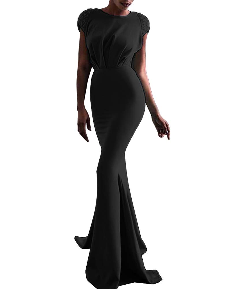 BeneGreat Women's One Shoulder Elegant Evening Gown - Long Maxi Mermaid Formal Party Dress for Prom, Wedding, Cocktail & Black Tie Events