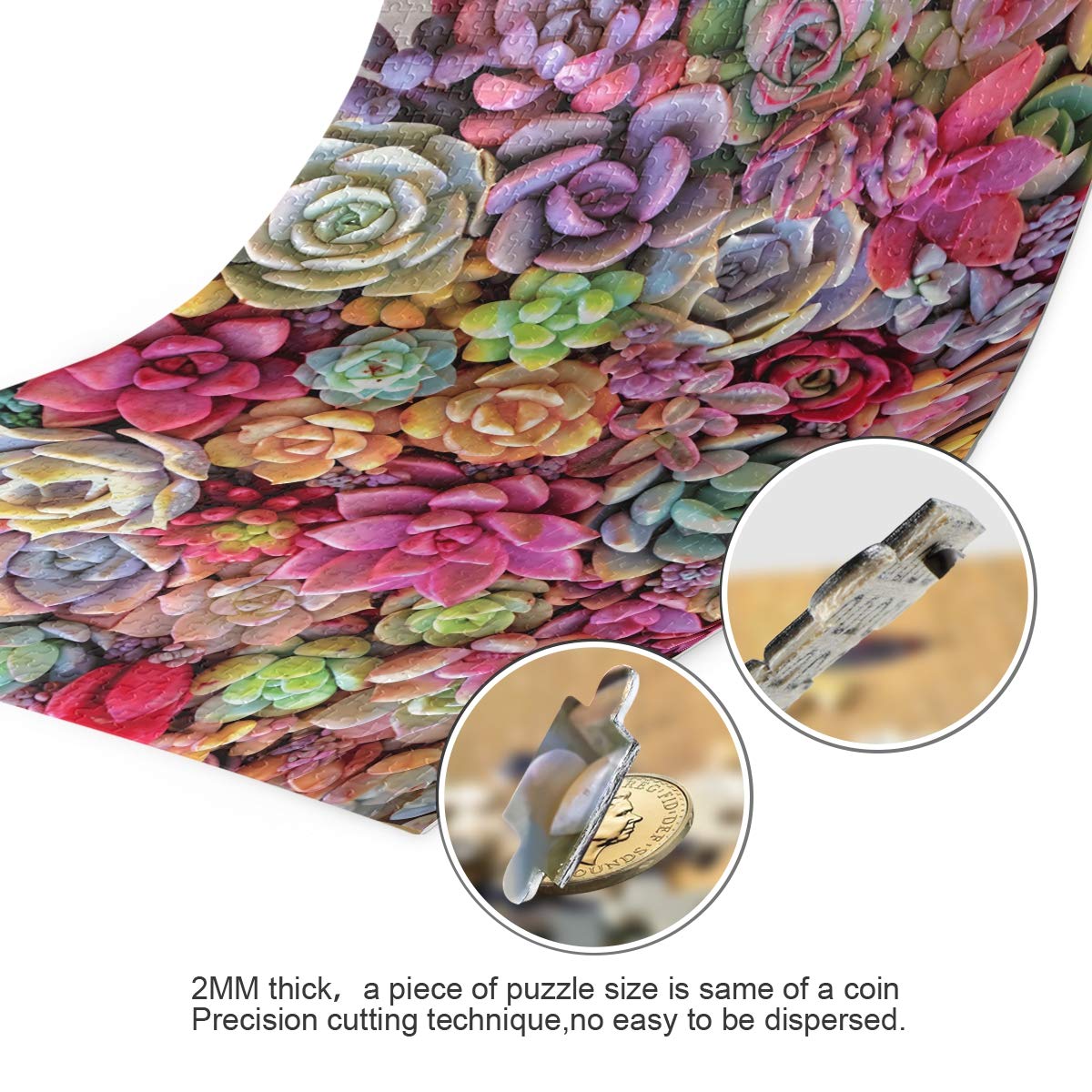 500-Piece Wooden Jigsaw Puzzle for Adults - Succulent Plants Design, Challenging Brain Teaser Game for Relaxation & Stress Relief - Perfect for Home Decor, Family Game Night & Gift Giving