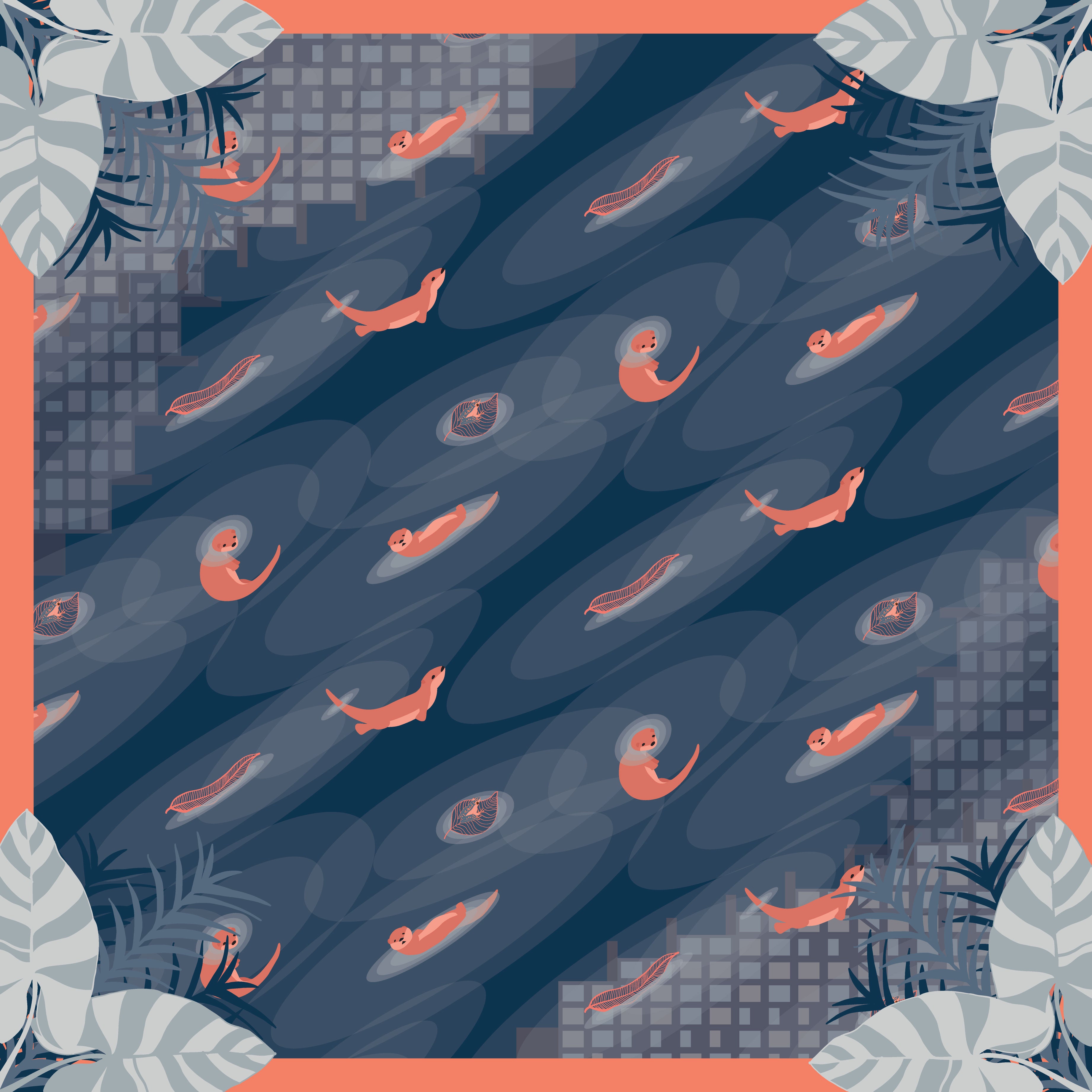 Stylish Playful Otter Print Cotton Scarf - Soft & Lightweight Fashion Accessory for Women - Perfect for Fall, Winter & Everyday Outfits