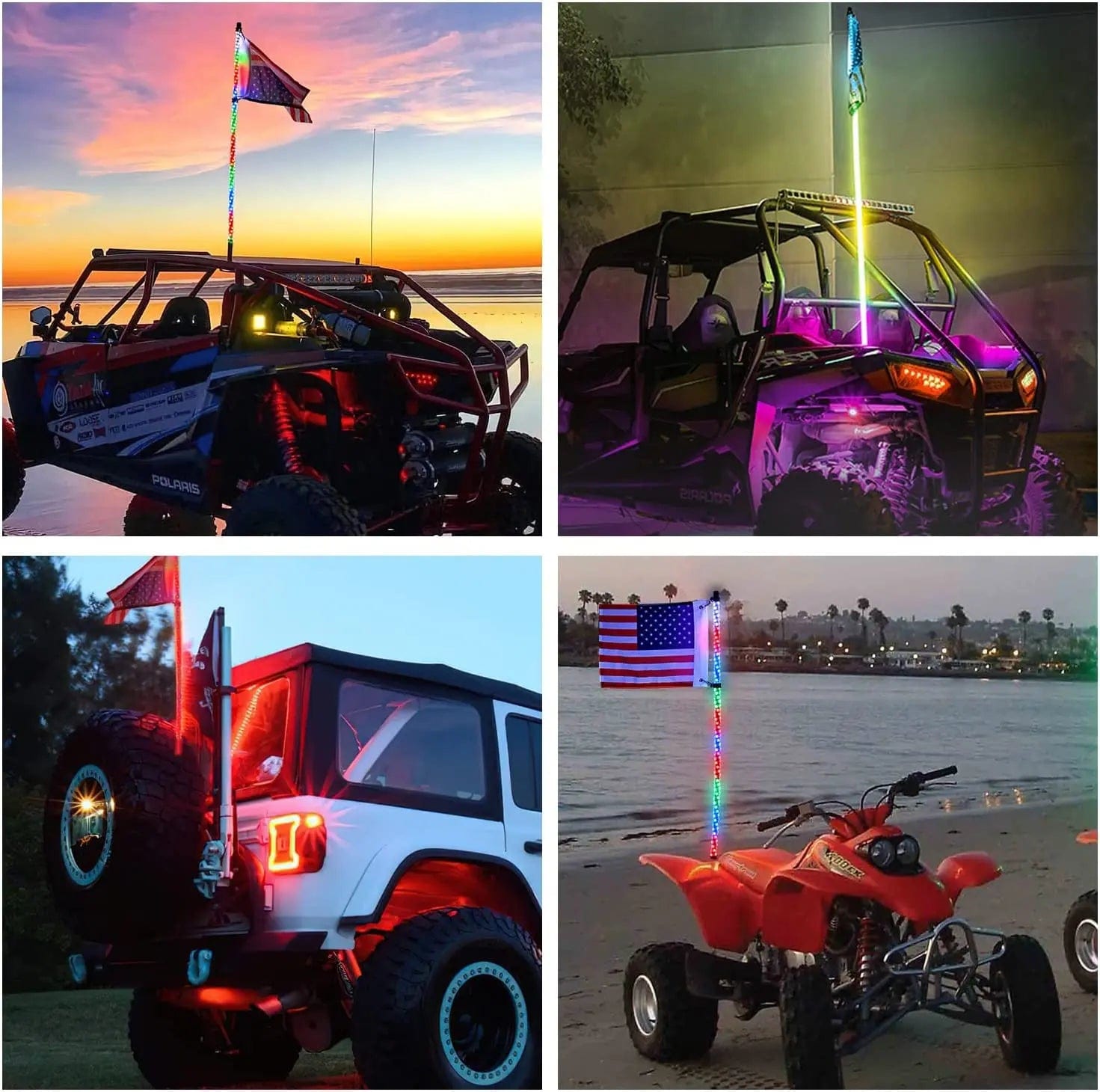 3FT Spiral Antenna LED Whip Light with RF Remote Control - 8.6FT Wire & 5Pin Switch for Off-Road Vehicles, ATV, UTV, Motorcycles - Durable Night Riding Light for Outdoor Adventures