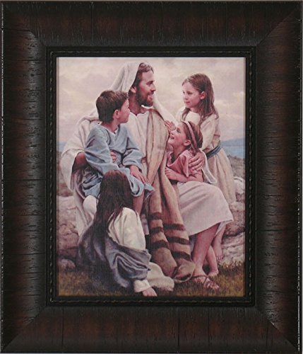 Framed Picture of Jesus Perfect Love By Del Parson - Religious Wall Art of Jesus with Children - Perfect for Home Decor, Church Gifts & Christian Inspirational Spaces