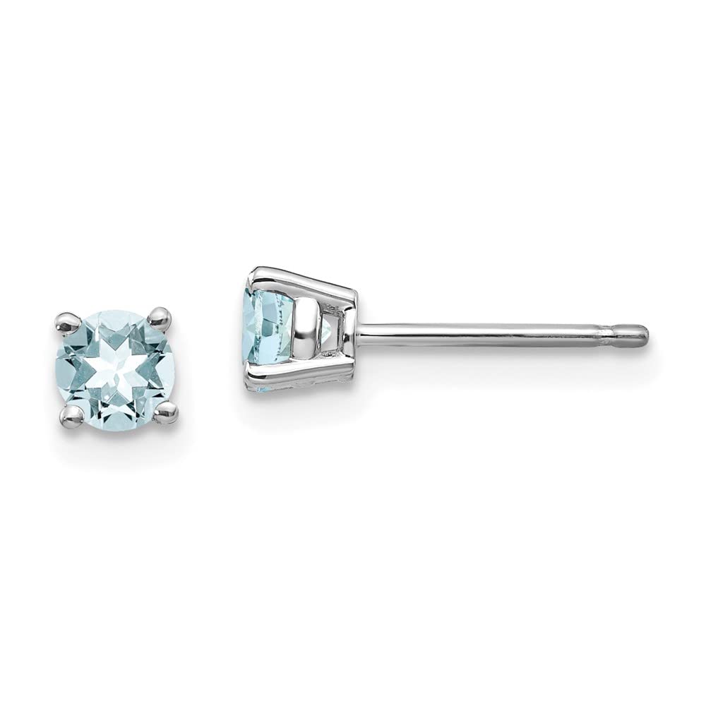 14K White Gold Aquamarine Stud Earrings for Women - Dainty Fine Jewelry Gift for Her - Perfect for Weddings, Anniversaries & Special Occasions