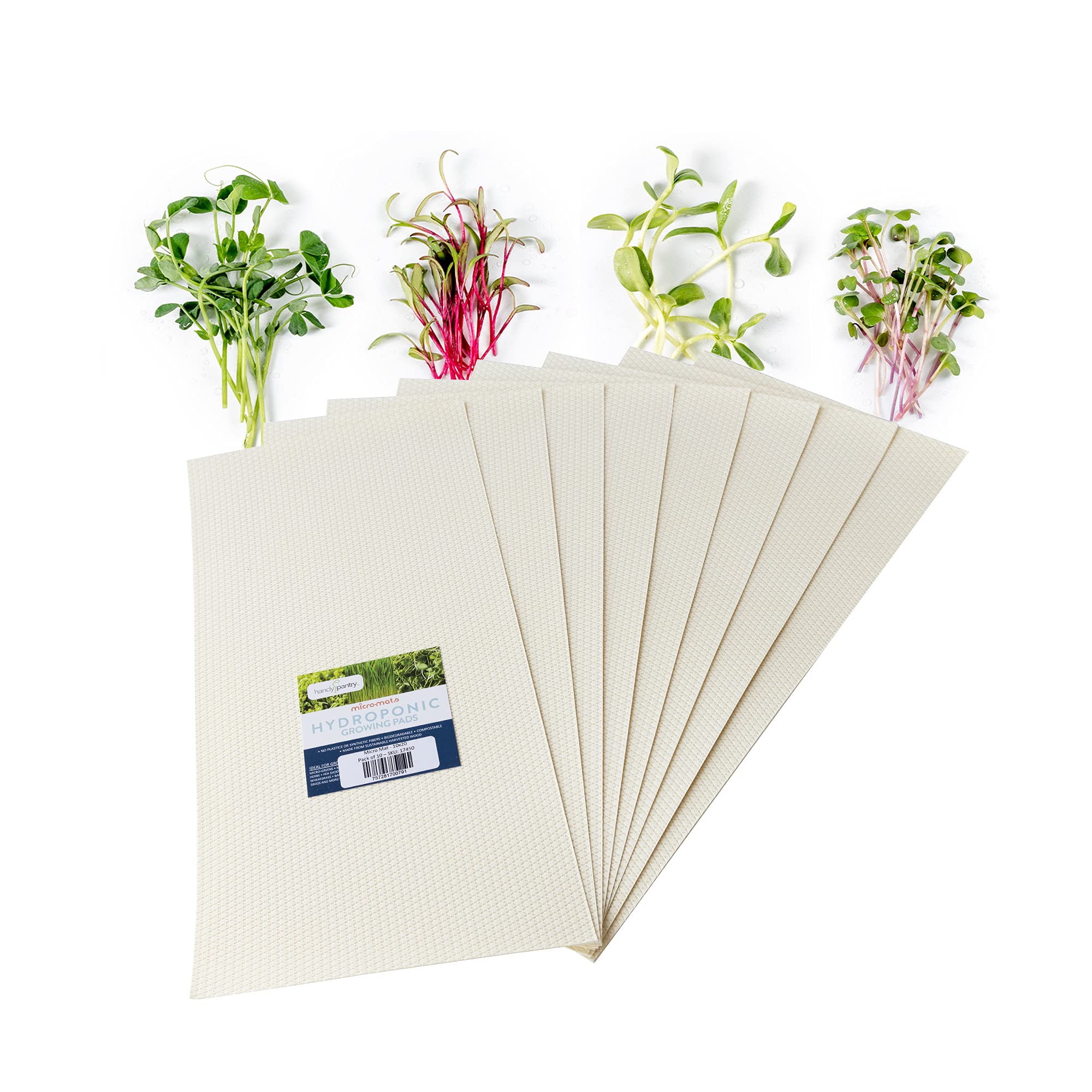 Organic Hydroponic Grow Pads for Wheatgrass & Microgreens - 100 Pack Micro-Mats for Seed Germination - Fits 20