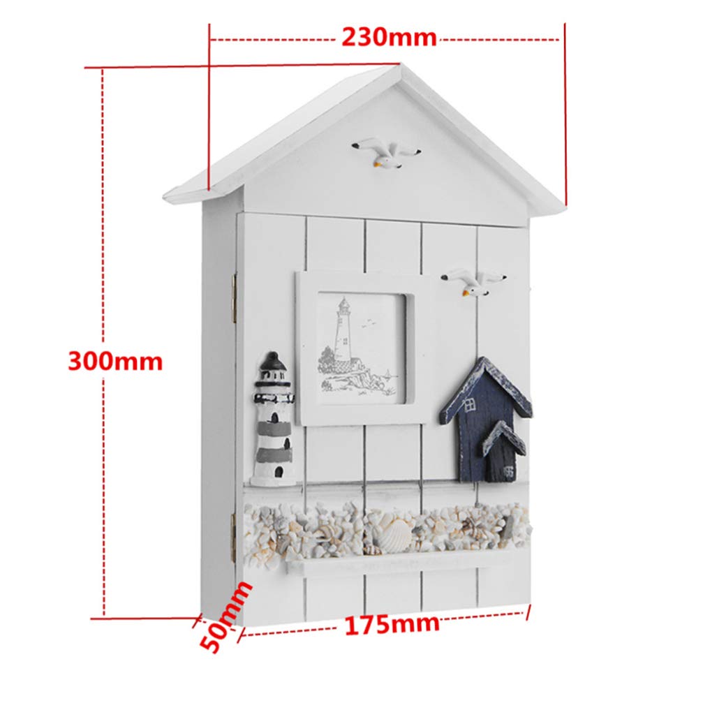 Mediterranean Key Cabinet - Wooden Wall Mounted Key Holder for Home & Office