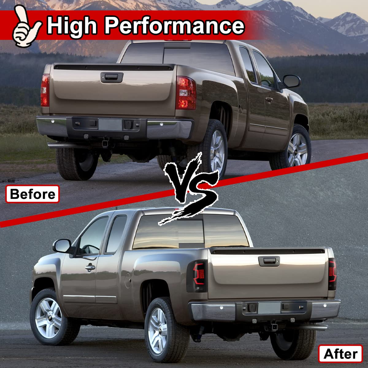Nixon Offroad LED Tail Lights for Chevy Silverado 1500/2500HD/3500HD (2008-2014) - Matte Black Housing with Smoke Lens - Direct Replacement Rear Lamps Assembly (1 Pair) - Perfect for Off-Roading, Truck Upgrades & Nighttime Driving Safety