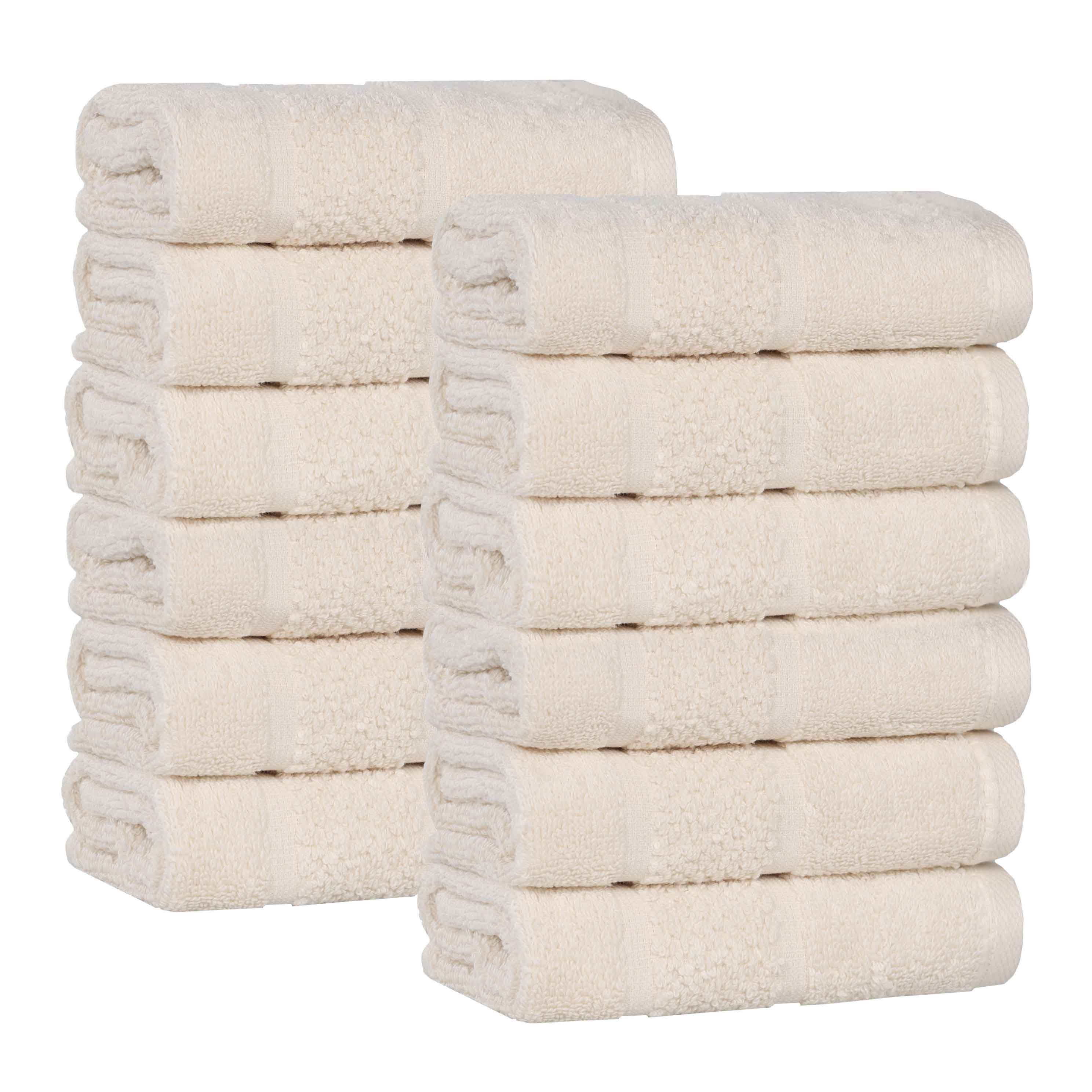 Premium 12-Pack Mile Smart Twist Cotton Medium Weight Face Towels | Soft & Absorbent Bath Towels for Spa, Gym & Travel | Solid Color Home Essentials