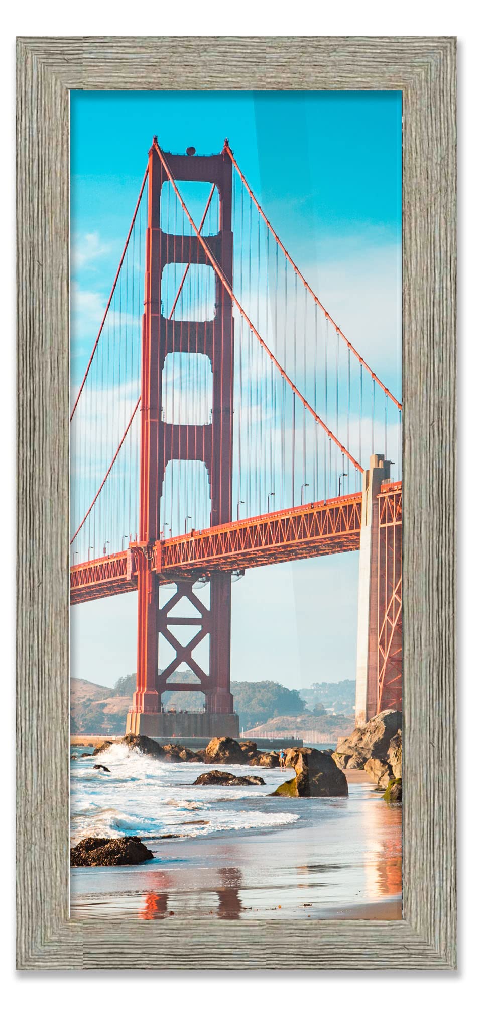 31x10 Gray Barnwood Picture Frame - Shatterproof UV Acrylic Front & Acid-Free Backing - Modern Wood Photo Frame for Wall Display - Perfect for Family Photos, Living Room Decor, and Home Office Wall Art