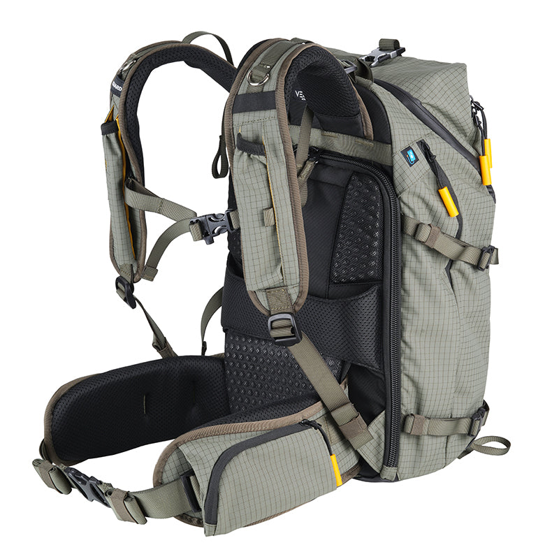 VEO Active 46 Khaki Green Camera Backpack with USB Charging Port - Waterproof DSLR Bag for Travel & Outdoor Photography - Perfect for Hiking, Camping & Professional Photographers
